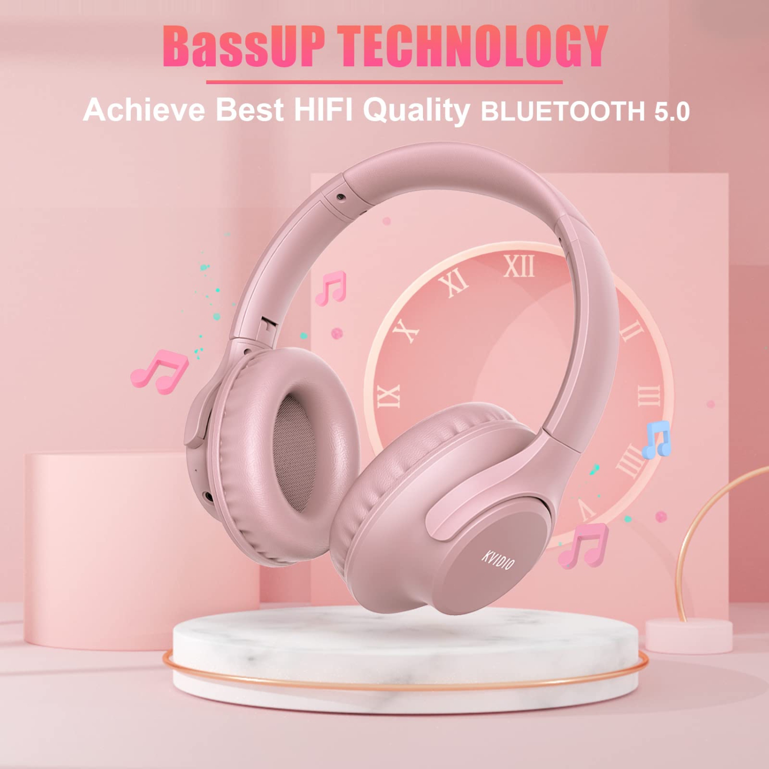 Over-ear Wireless Bluetooth Headphone (Pink) BH-188