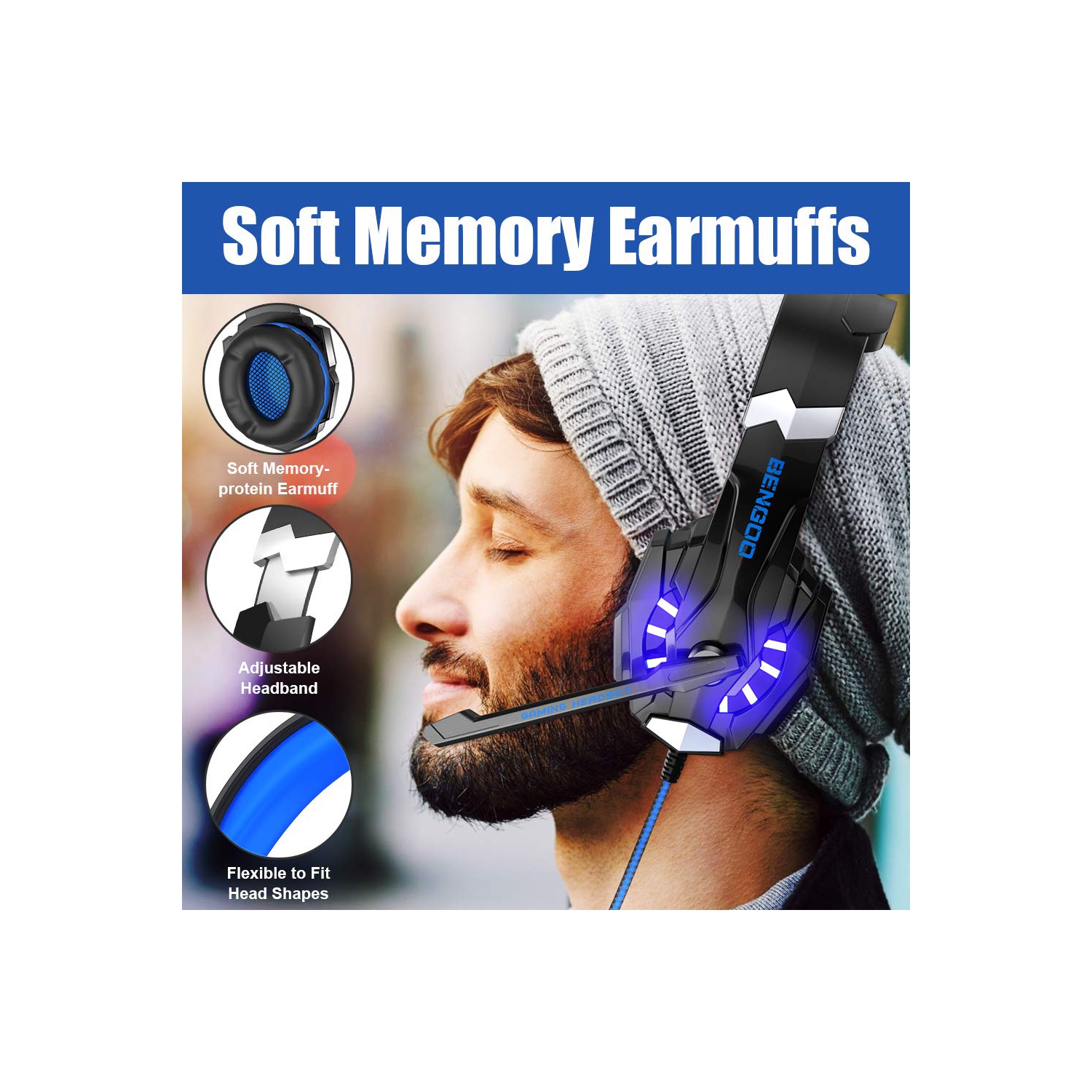 G9000 Stereo Gaming Headset for PS4 PC Xbox One PS5 Controller, Noise Cancelling Over Ear Headphones with Mic