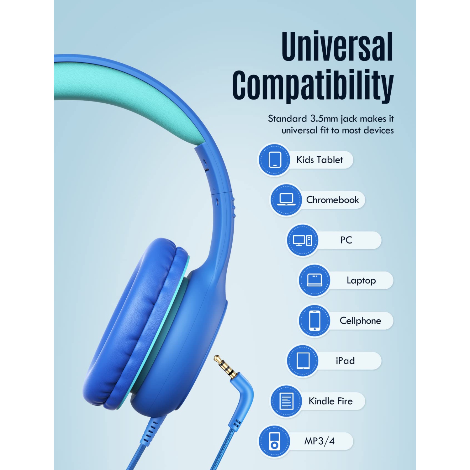 VotYoung – Écouteurs pour enfants avec microphone pour l’école, casque d’écoute avec fil avec limite de volume de 85/94 dB, écouteurs pour filles