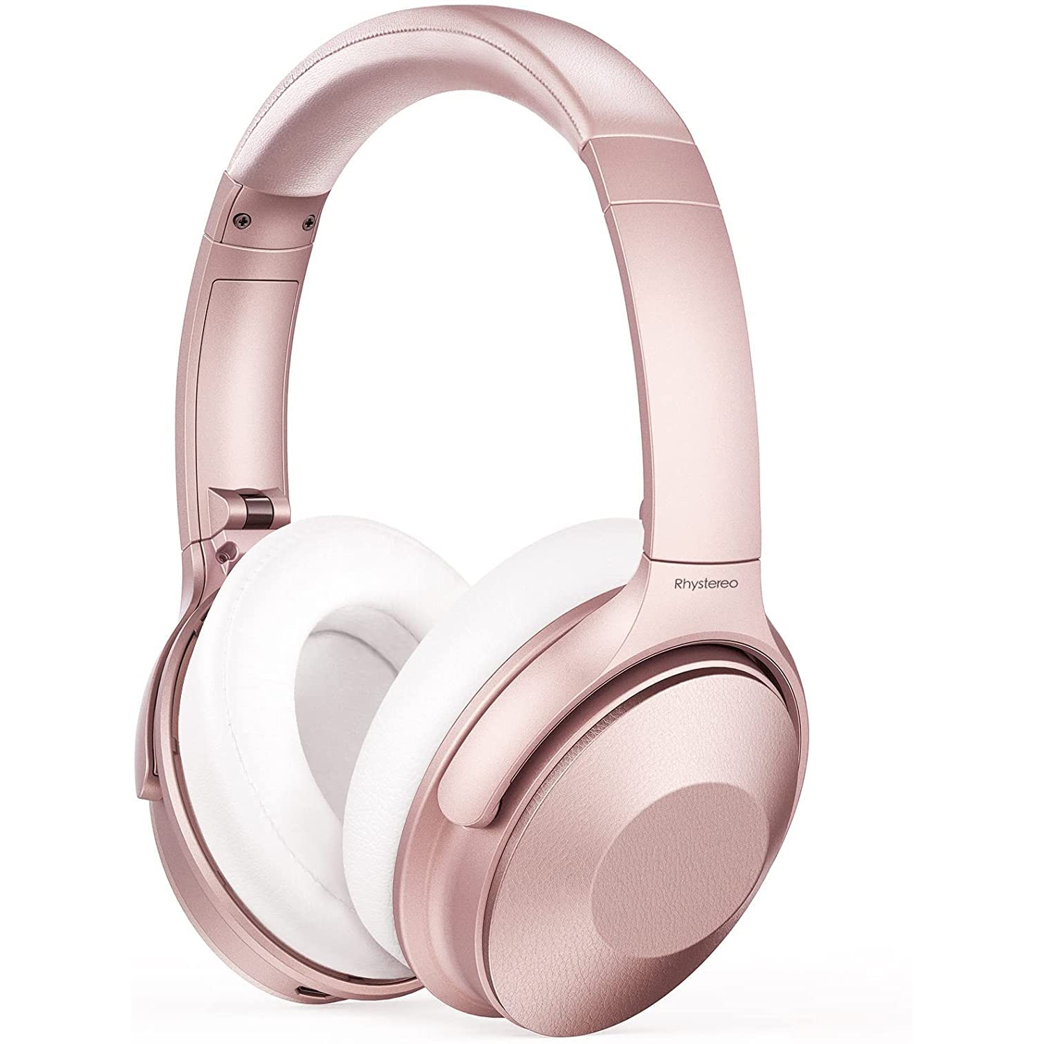 Pink Active Noise Cancelling Headphones, Bluetooth Headphones w/Mics, 45H Playtime USB-C Fast Charge, Deep Bass, BT 5.0, Con