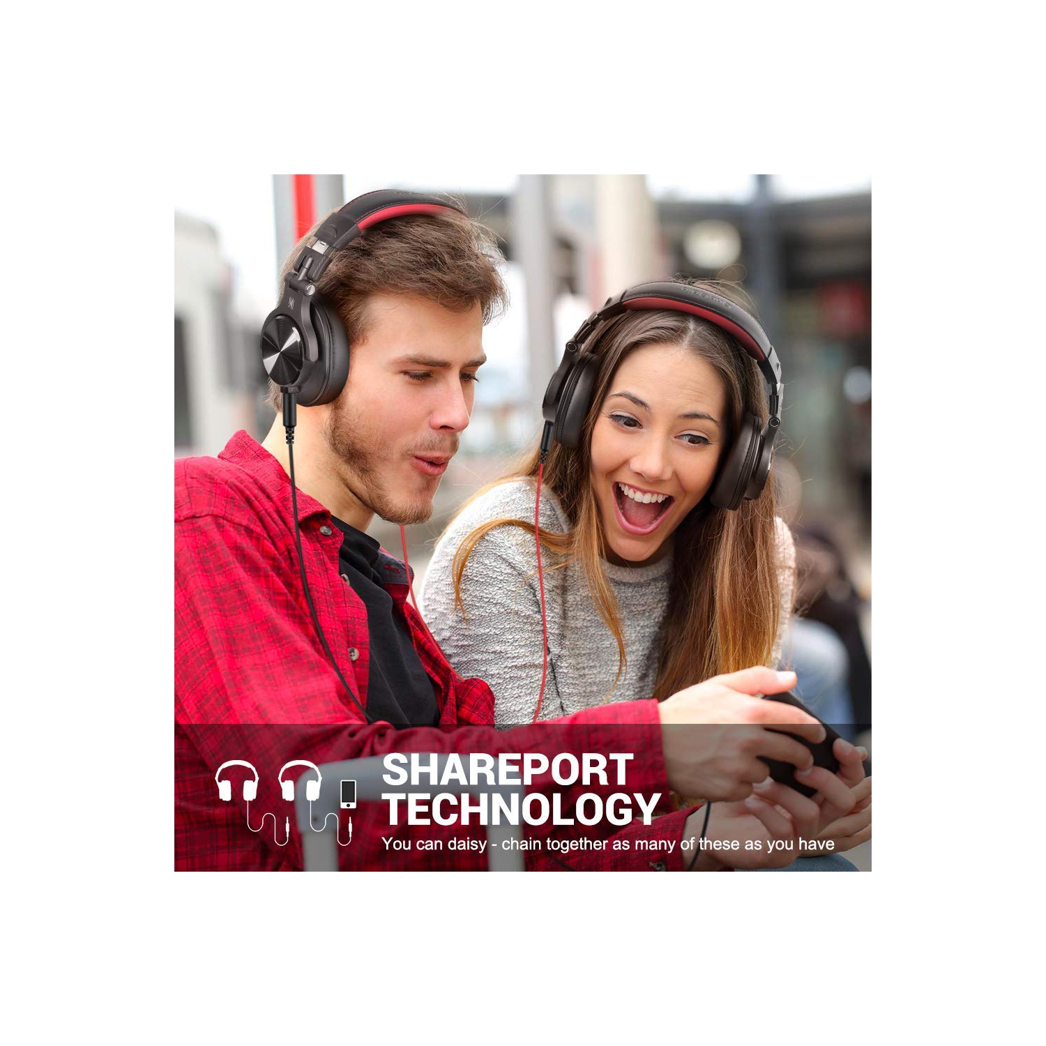 Casque d’écoute avec fil A71 de OneOdio, casque d’écoute de studio avec SharePort, enregistrement de moniteur professionnel et mixage pliable HE