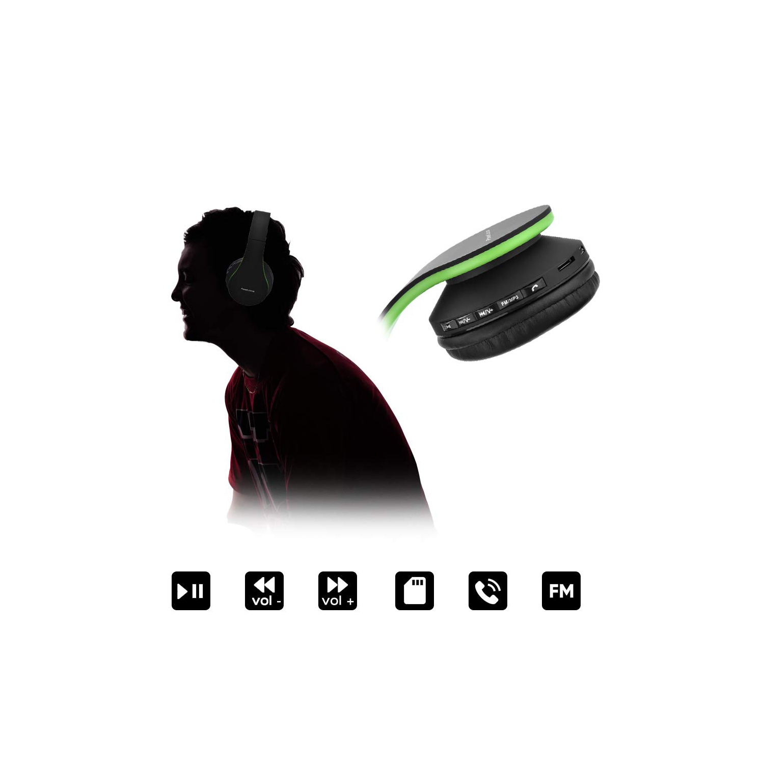 Casque d'écoute stéréo repliable sans fil Bluetooth, casques d'écoute avec fil avec microphone intégré pour iPhone, Samsung, LG, iPad