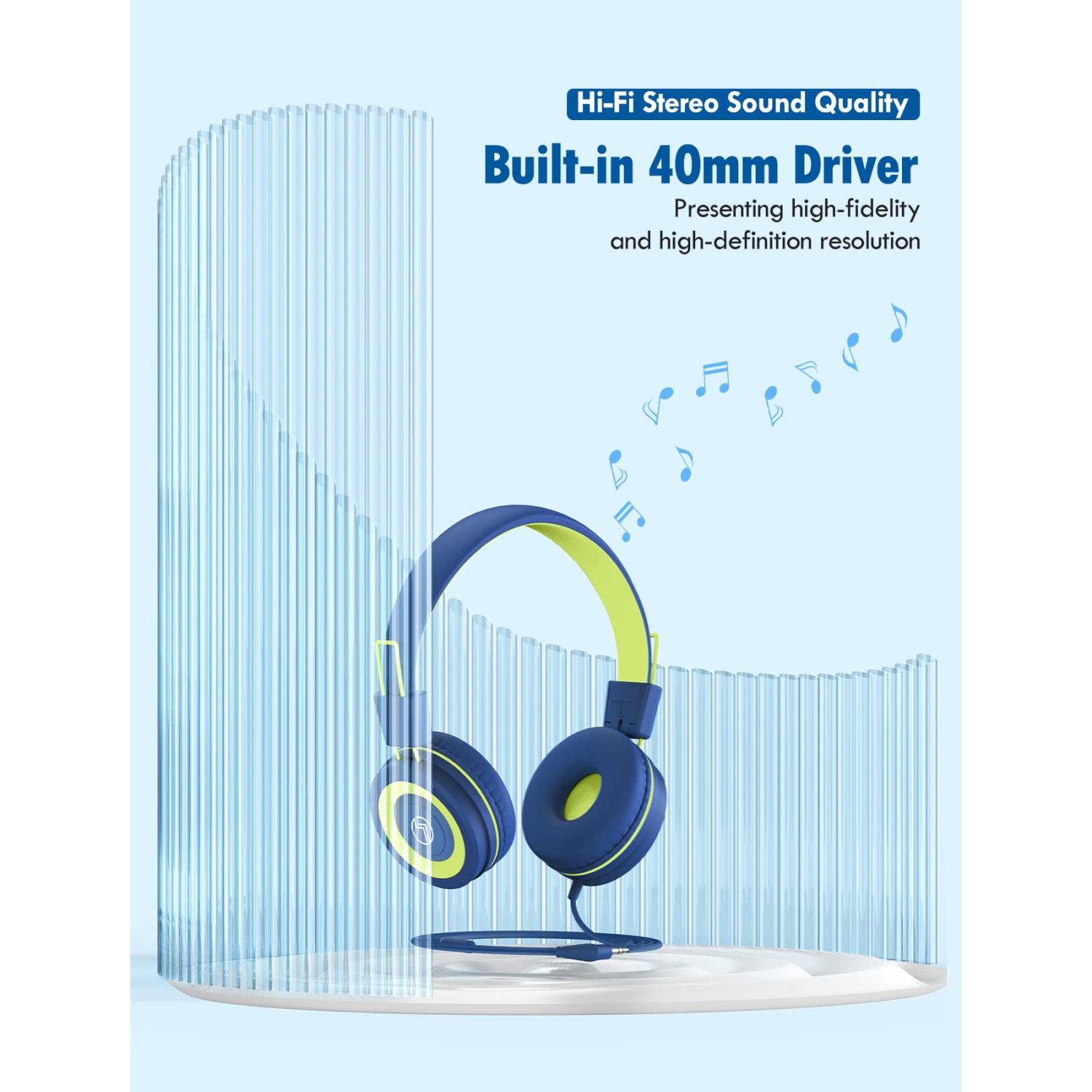 VotYoung Kids Headphones with Mic, Lightweight On Ear Headset with 91dB Volume Limit & Share Splitter for Kids Girls Boys, H