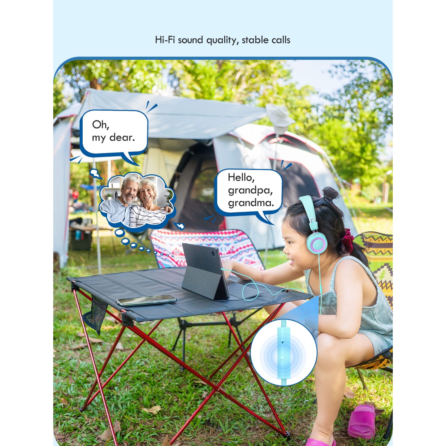 VotYoung Kids Headphones with Mic, Lightweight On Ear Headset with 91dB Volume Limit & Share Splitter for Kids Girls Boys, H