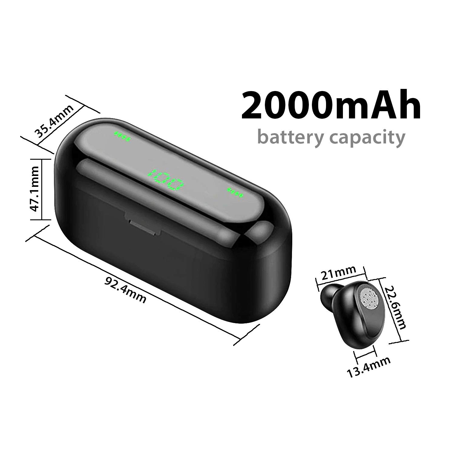 F9 Wireless Bluetooth Earbuds - IPX-7 Waterproof - Touch Control in-ear Headphone - Noise Cancelling Headset with Microphone