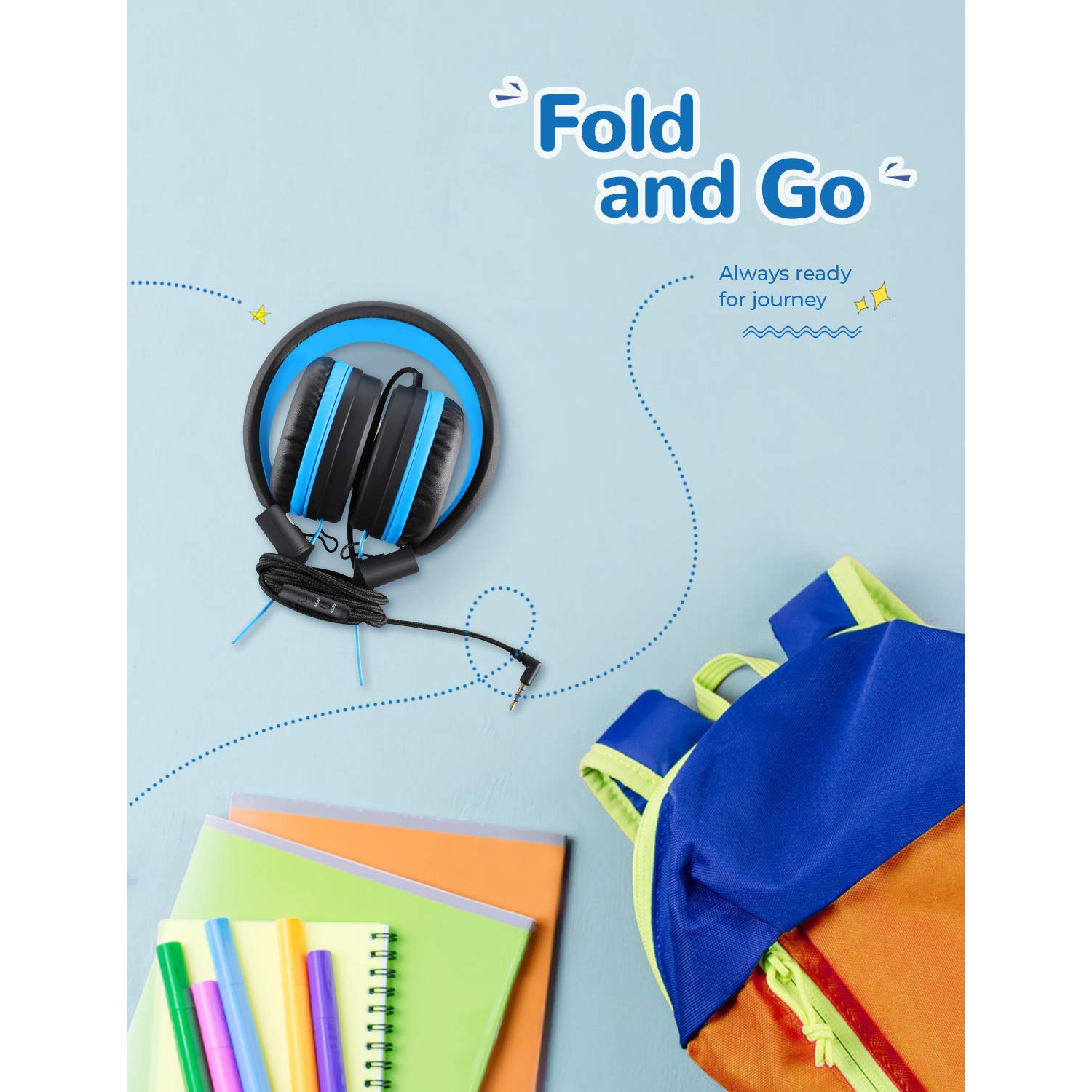 2 Pack iClever Kids Headphones with Microphone, Safe Volume Limited 85dB/94dB -Sharing Splitter- Wired Headphones for Kids