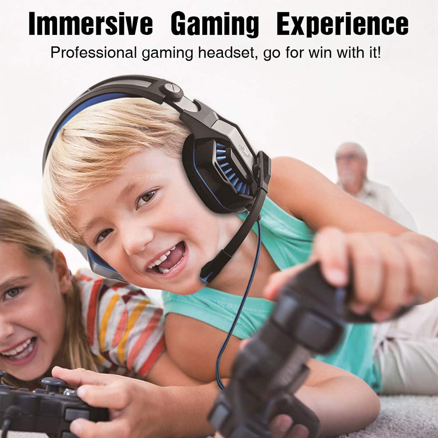 ENVEL Gaming Headset for PS4 with Mic,PC,Xbox One,Laptop,Surround Sound Over Ear Noise Cancelling Headphone with LED Lights