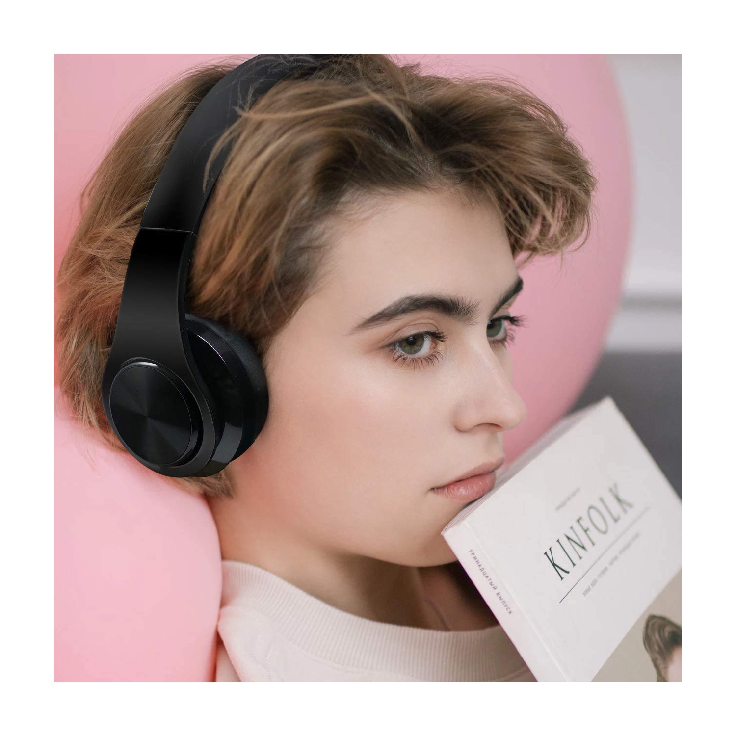 Waterproof Over-Ear Headphones, V5.0 HD Stereo Sound Sports Wireless Over-Ear Headphones with Mic, Passive Noise Cancelling