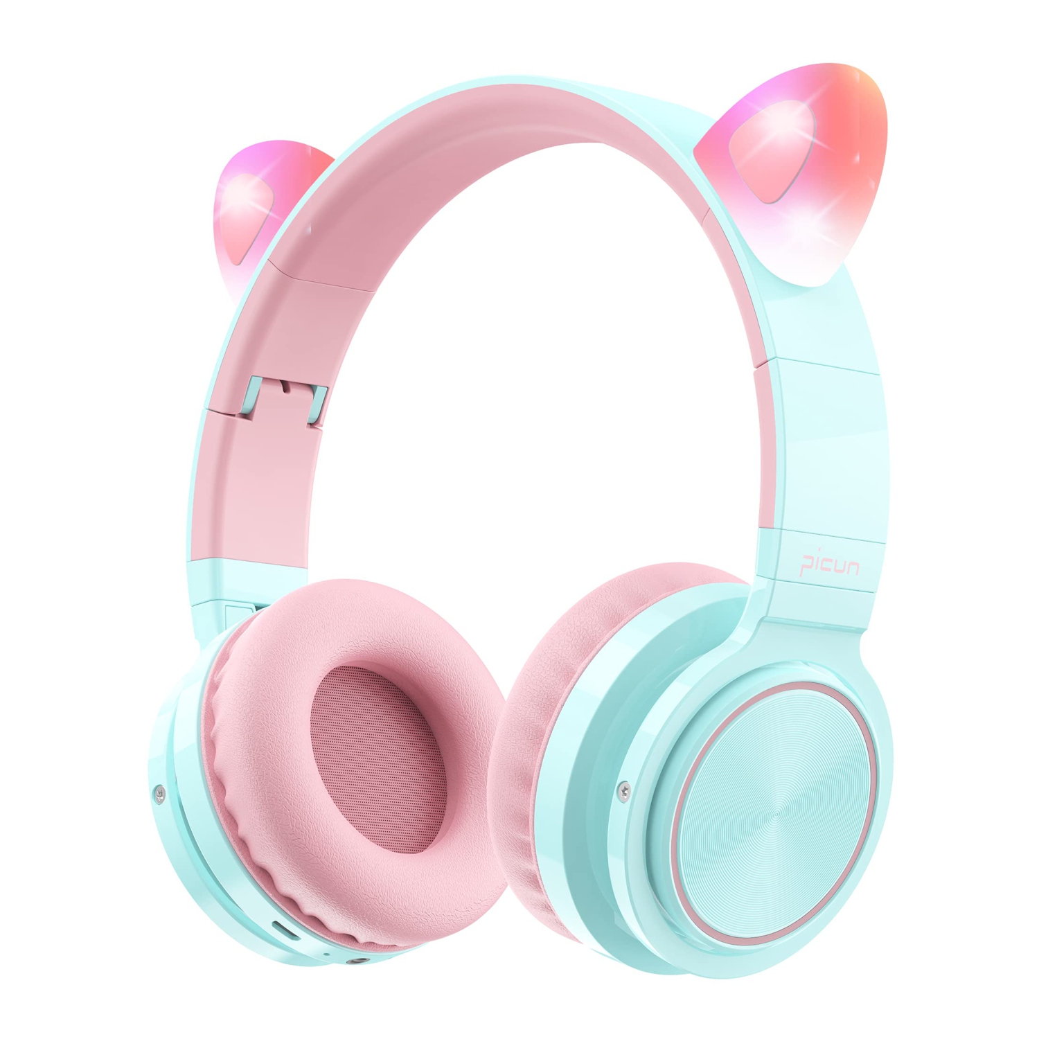 Picun Bluetooth Kids Headphones with Microphone, Cat Ear Wireless & Wired 85dB Volume Limited Multi-Function Girl Headphones