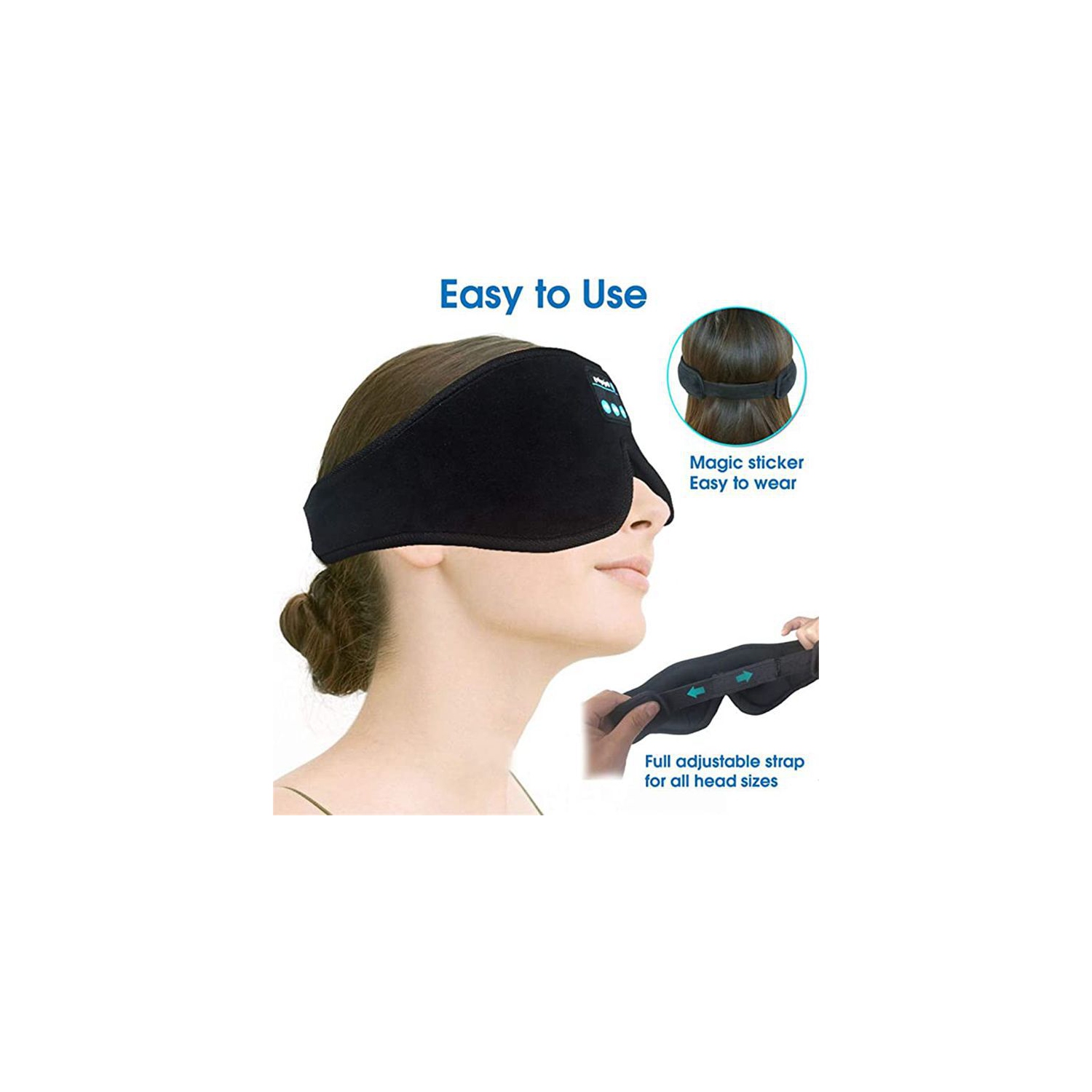 MUSICOZY Sleep Headphones Bluetooth Serre-tête Sleeping Travel Écouteurs Eye Mask for Women Men unisexe, masque musical sans fil micro intégré,