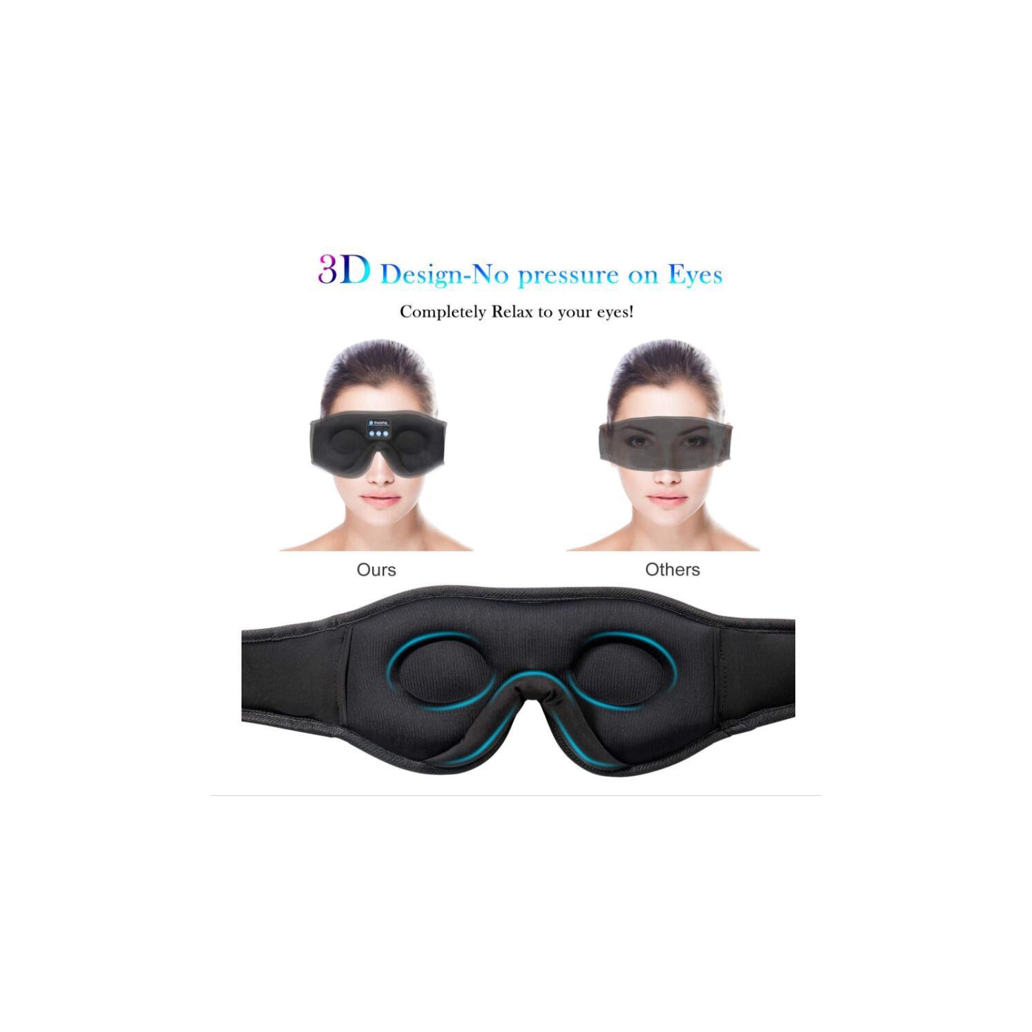 MUSICOZY Sleep Headphones Bluetooth Serre-tête Sleeping Travel Écouteurs Eye Mask for Women Men unisexe, masque musical sans fil micro intégré,