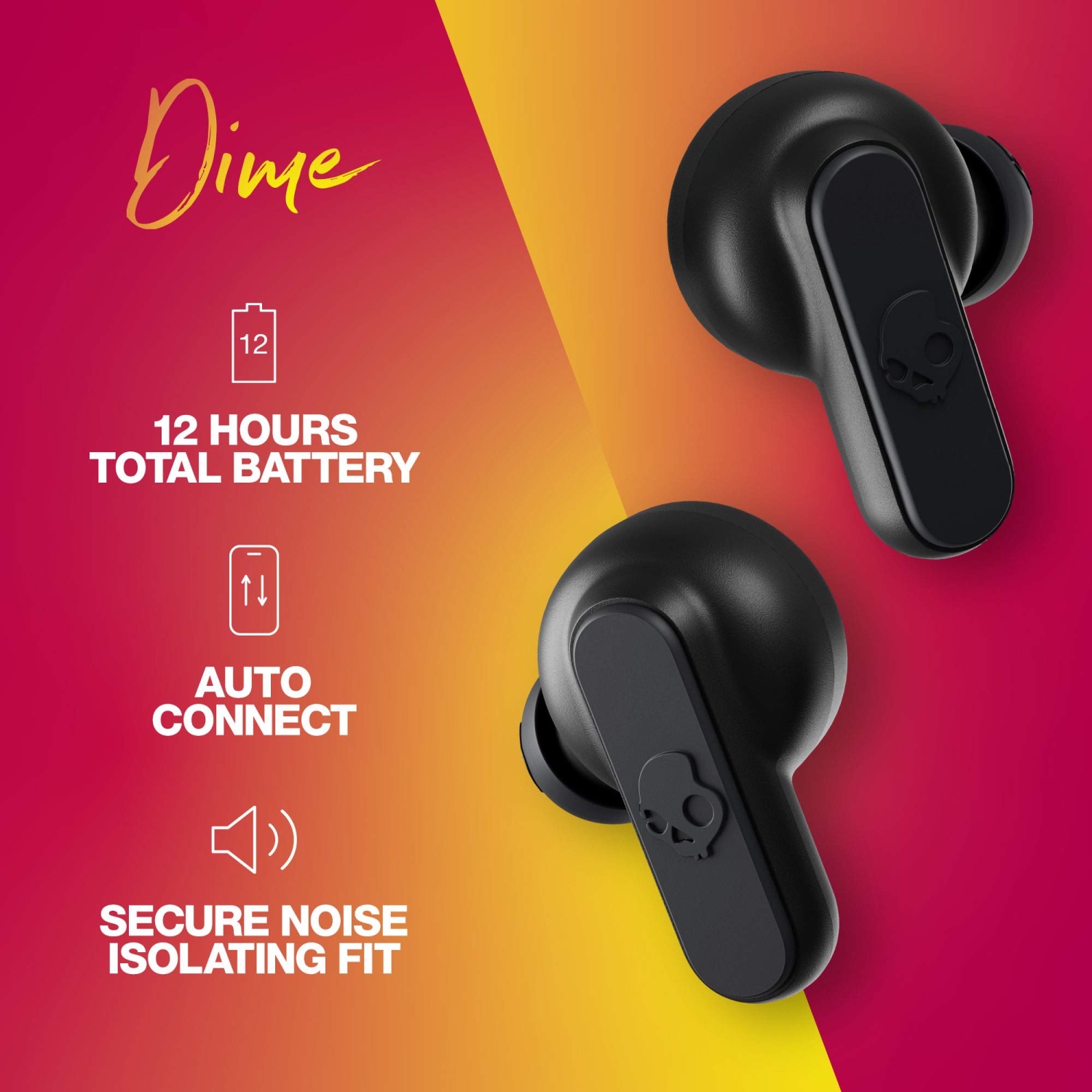 Skullcandy Dime True Wireless Earbuds, True Black