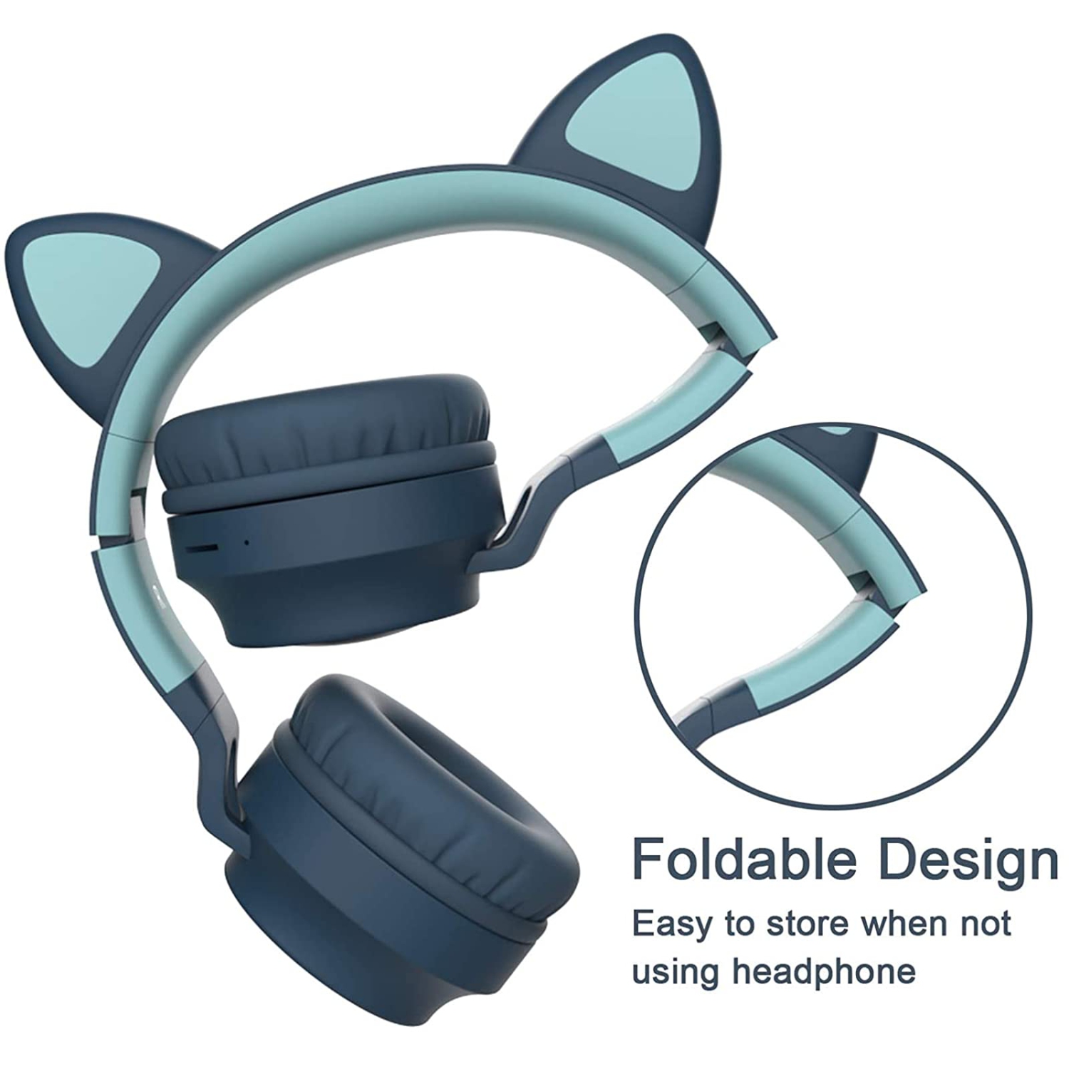 Kids Bluetooth Headphones, TNOIE LED Light Up Wireless Foldable Headphones, Over Ear Headsets with Microphone for Kindle/Sma