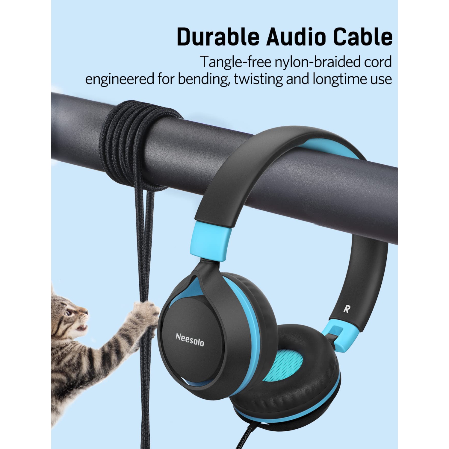 Écouteurs pour enfants de Neesolo, écouteurs avec fil pour enfants pour l’école, casque d’écoute avec fil à prise de 3,5 mm avec limite de volume de