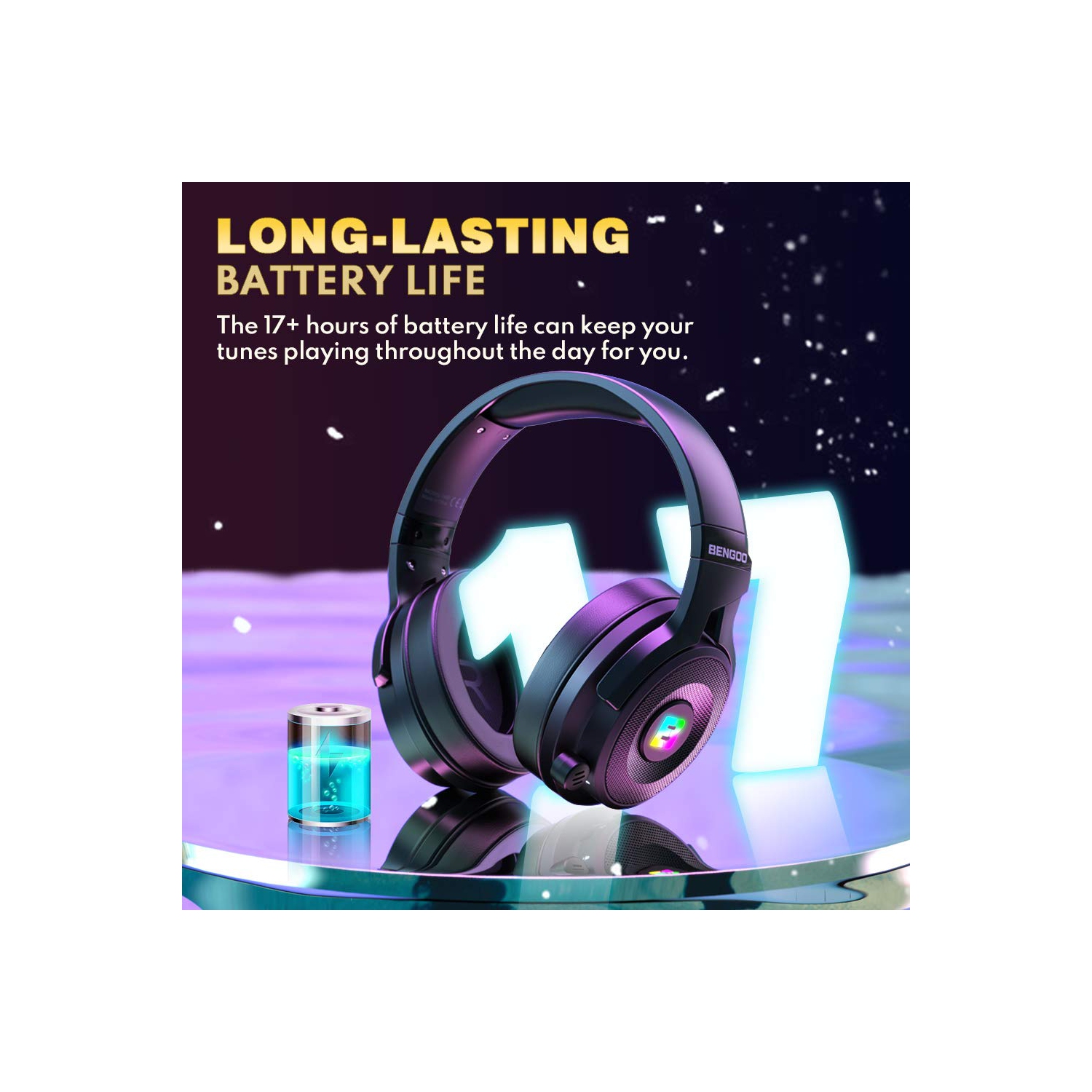 BENGOO 2.4G Wireless Gaming Headset Headphones with Microphone for PS4 PS5 PC, 3.5mm Wired for Controller, Noise Cancelling