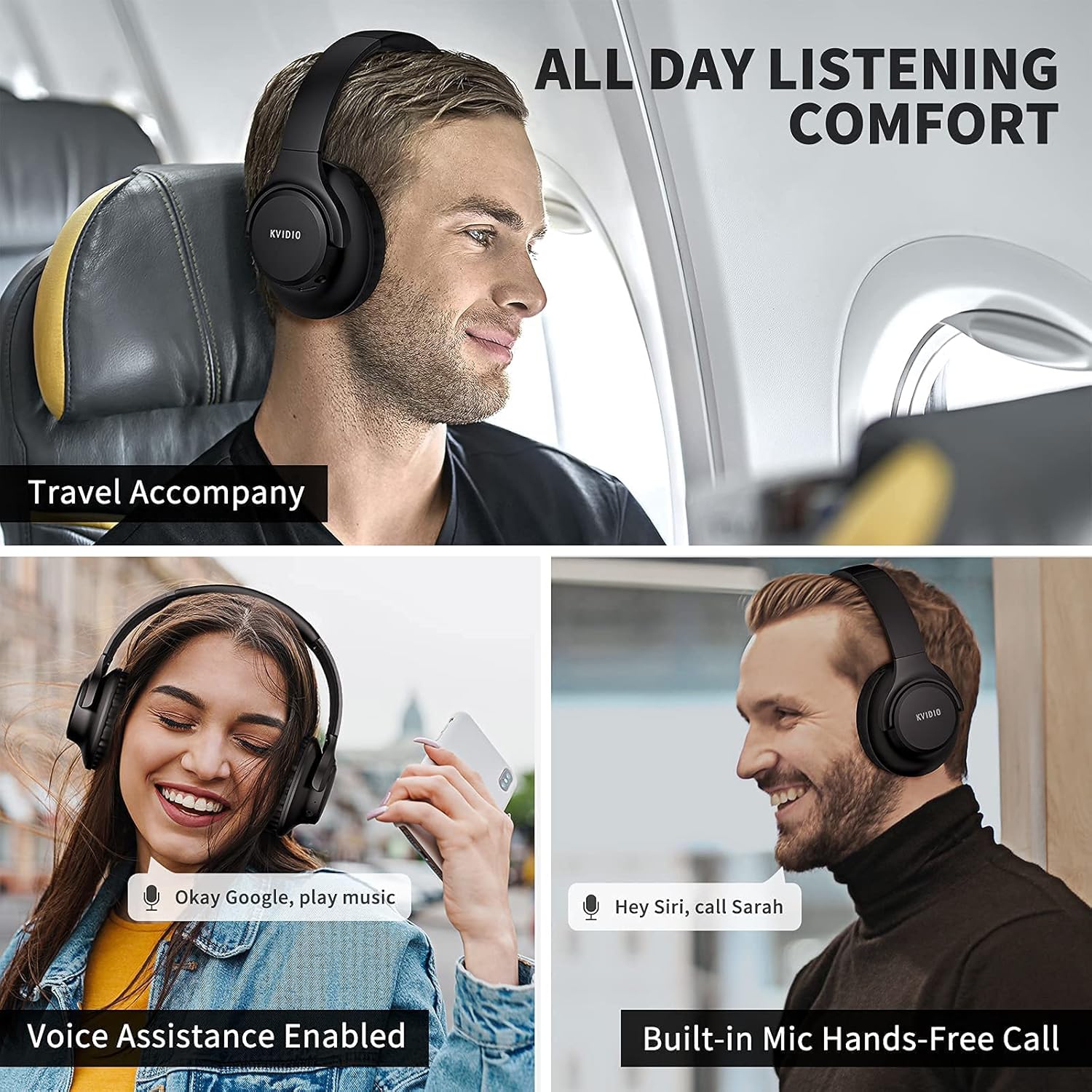 Bluetooth Headphones Over Ear, 65 Hours Playtime Wireless with Microphone, Foldable Lightweight Headset with Deep Bass HiFi Stereo Sound for Travel