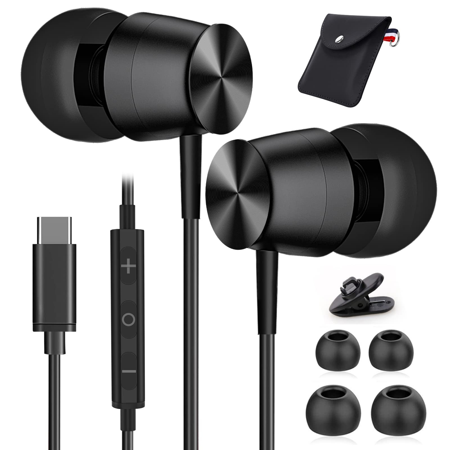 USB C Headphones with Mic for Samsung S21 FE S20 Ultra, AILZPXX HiFi Stereo In-Ear Type C Wired Earbuds USB-C Earphones Nois