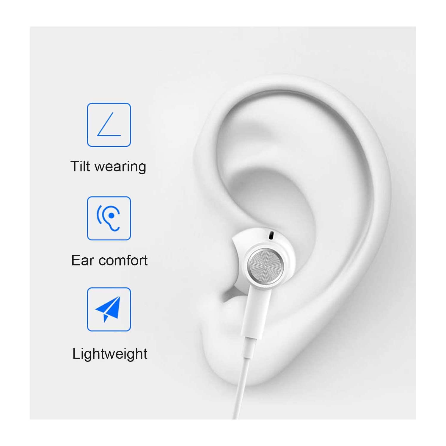 Hi-Res Extra Bass Earbuds Noise Isolating in-Ear Headphones Wired Earbuds with Microphone for iPhone, iPad, MP3, Huawei, Sam