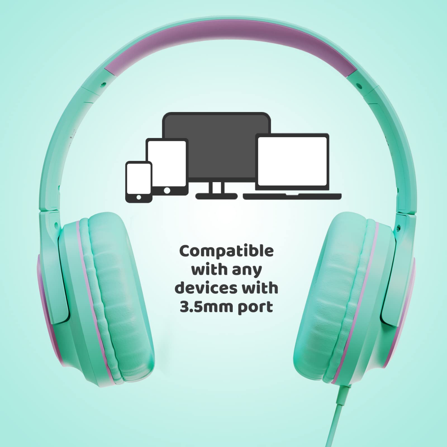 Kids Headphones with MIC INFURTURE CH1,Wired Headphones for Kids with 94dB Volume Limited for Boys Girls, Adjustable Headban