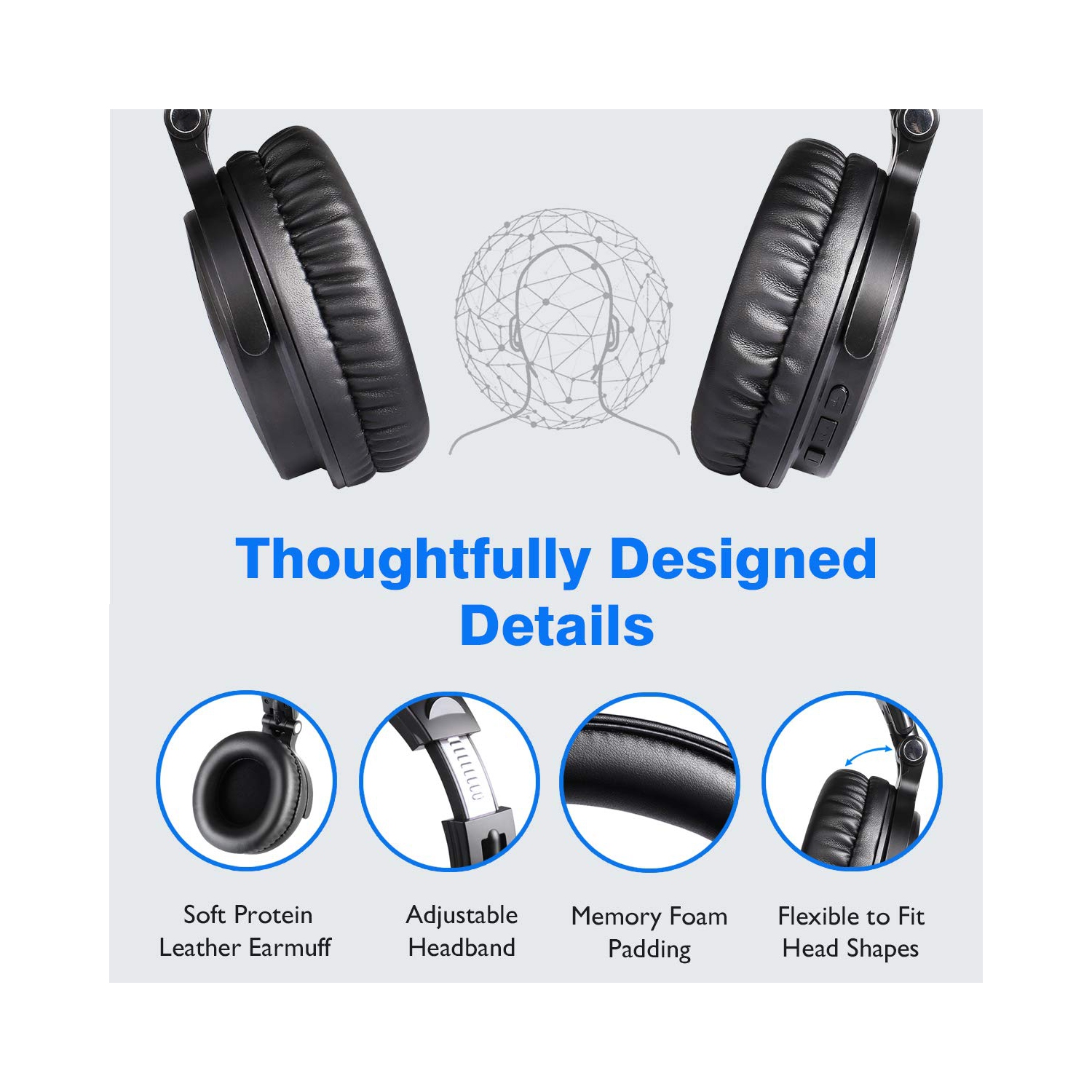 OneOdio Bluetooth Over Ear Headphones - Wireless/Wired 110 Hrs Stereo Bluetooth Headsets Foldable Headset with Deep Bass 50m
