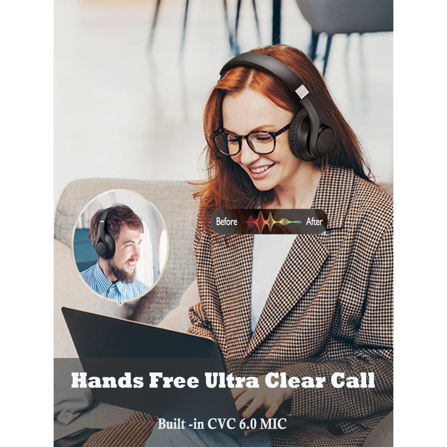 Bluetooth Headphones Over Ear, 55Hrs Playtime, Wireless Headphones with Microphone, Foldable Lightweight Wired Wireless Head