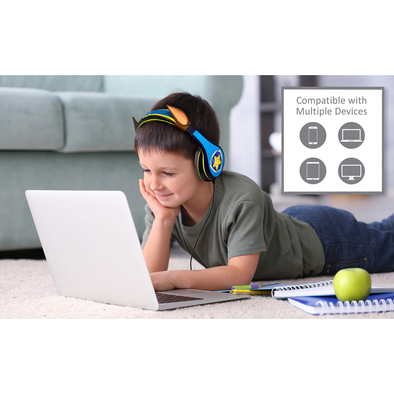 eKids Paw Patrol Chase Headphones for Kids with Built in Volume Limiting Feature for Kid Friendly Safe Listening