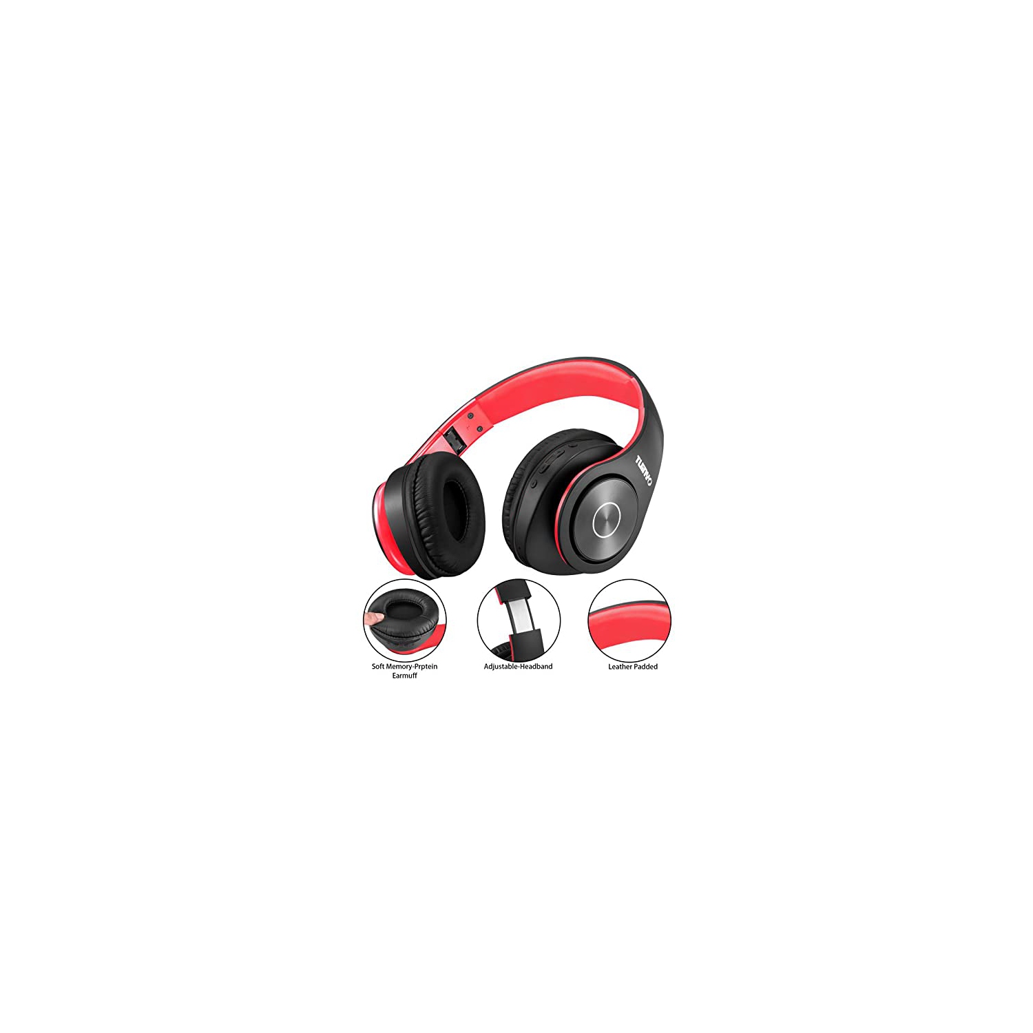 Casque d’écoute Bluetooth TUNIYO, casque d’écoute stéréo sans fil Tuinyo temps de lecture 35H avec basse profonde, casque antibruit souple en