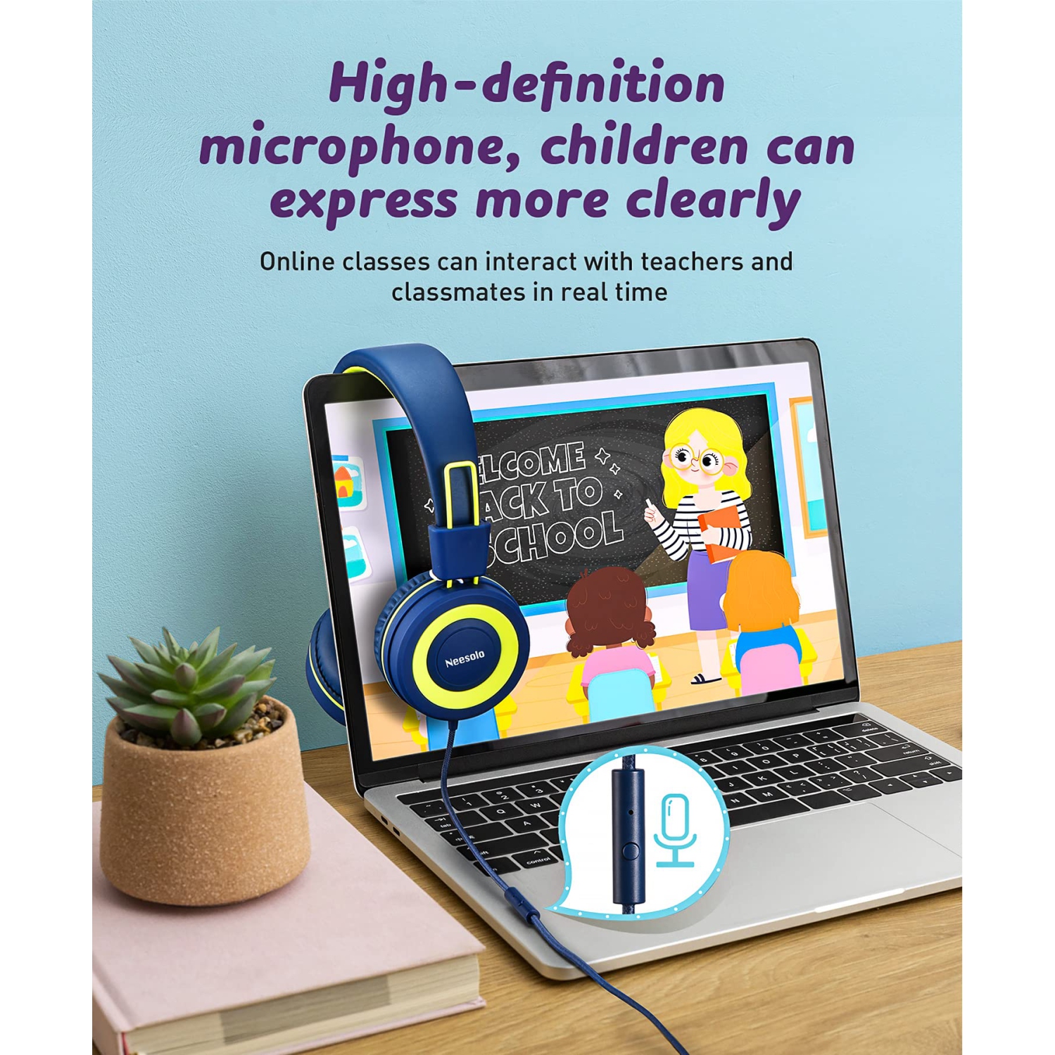 Neesolo Kids Headphones 2 Pack, Wired Headphones for Kids with Microphone, 91dB Volume Limit Toddler Headphones, Foldable Ch