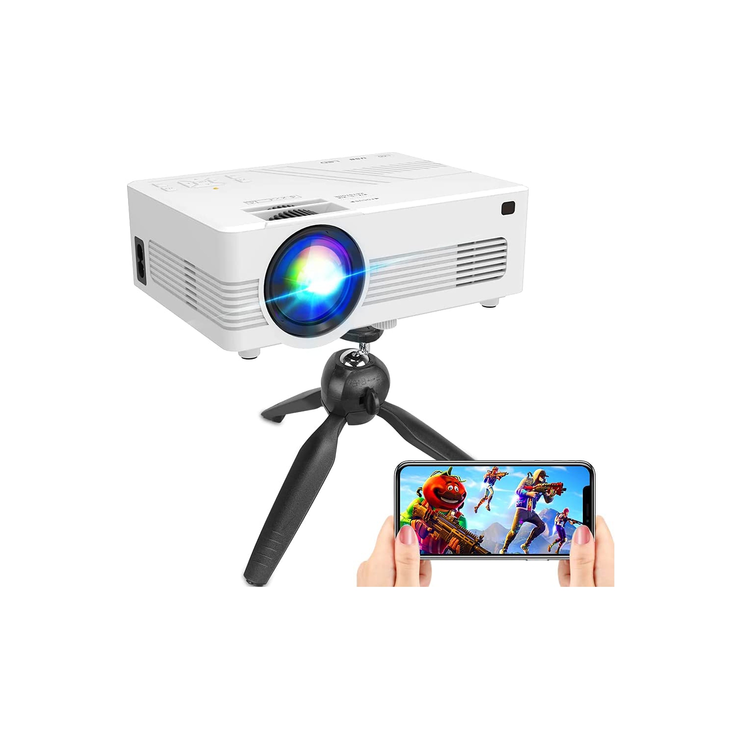 Eokeiy Full HD 1080P Supported WiFi Projector, 7500Lumens Video Projector with Tripod - Open Box