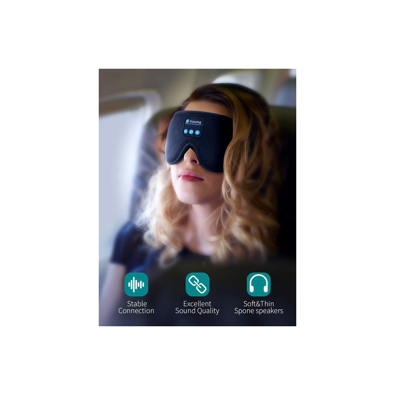 Bluetooth 5.0 Sleep Headphones Eye Mask for Sleeping, 3D Ergonomic Design Wireless Music Sleep Mask with Stereo Sound, Mic, Noise Reduction,