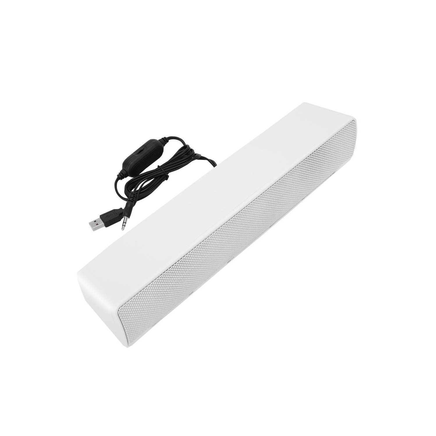 Barre de son pour PC, haut-parleur d’ordinateur USB avec fil avec prise auxiliaire 3,5 mm, haut-parleur d’extrêmes graves stéréo portatif pour