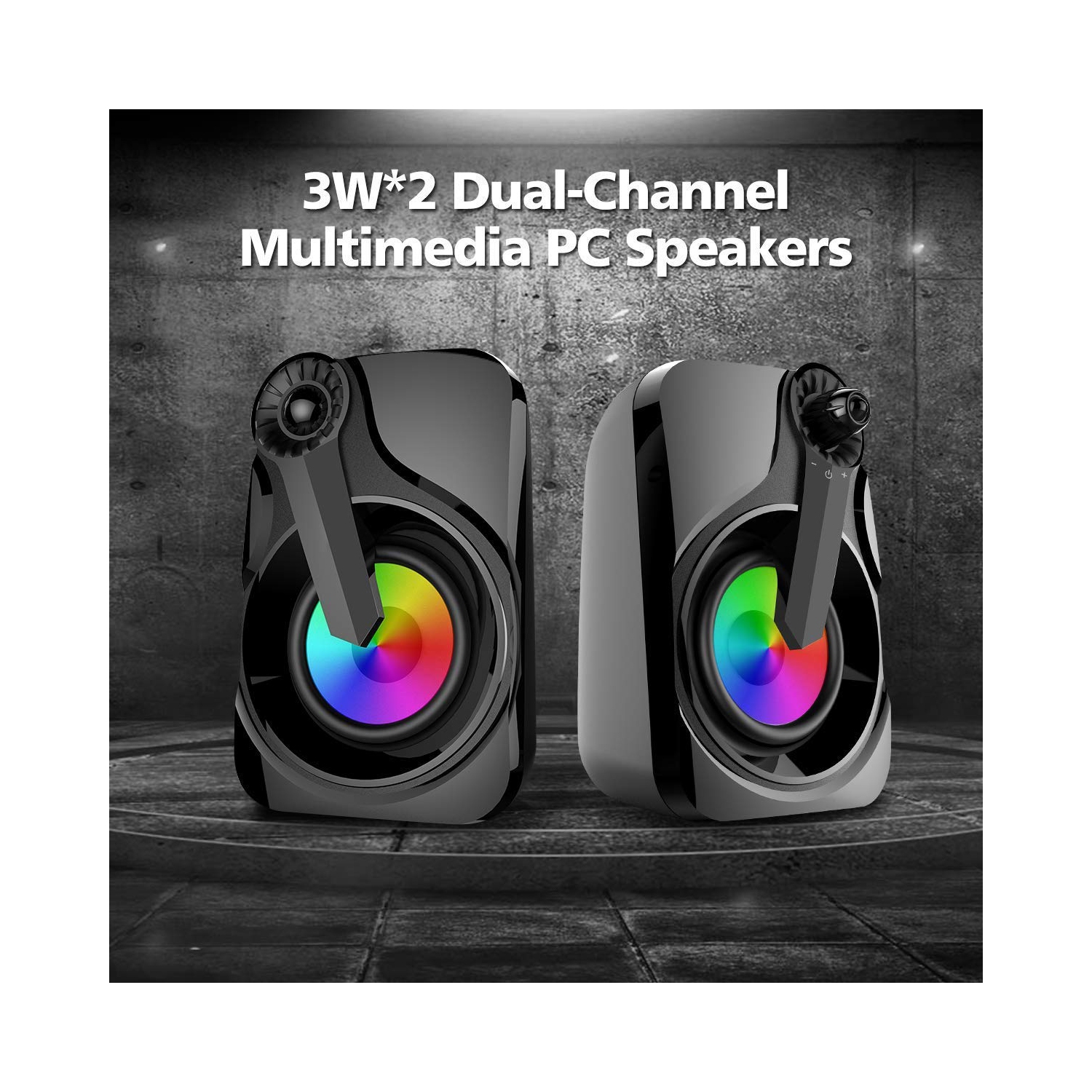 Computer Speakers, Marboo 2.0 3.5mm Jack USB Powered Multimedia Desktop, Windows, Laptop, Tablets, Smartphone, PC Black