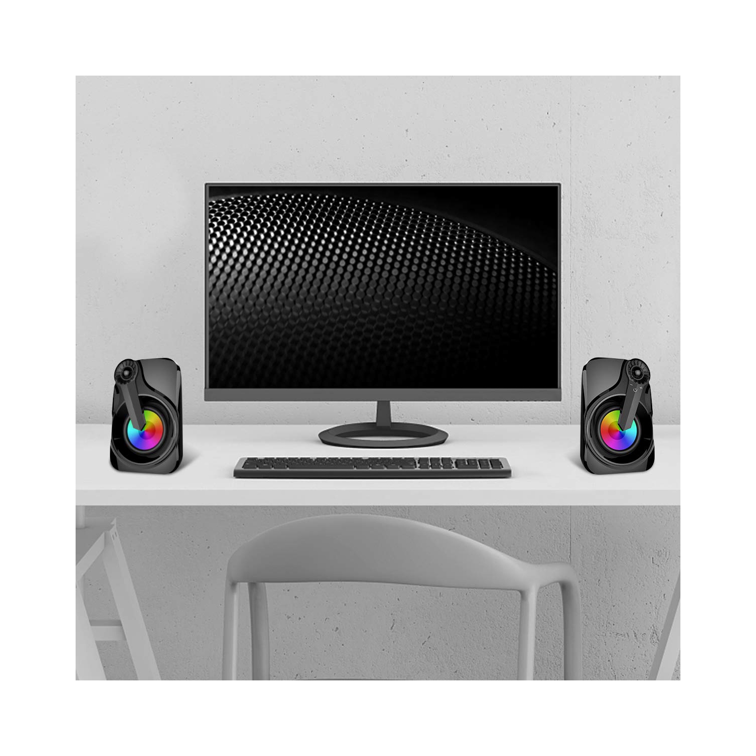 Computer Speakers, Marboo 2.0 3.5mm Jack USB Powered Multimedia Desktop, Windows, Laptop, Tablets, Smartphone, PC Black