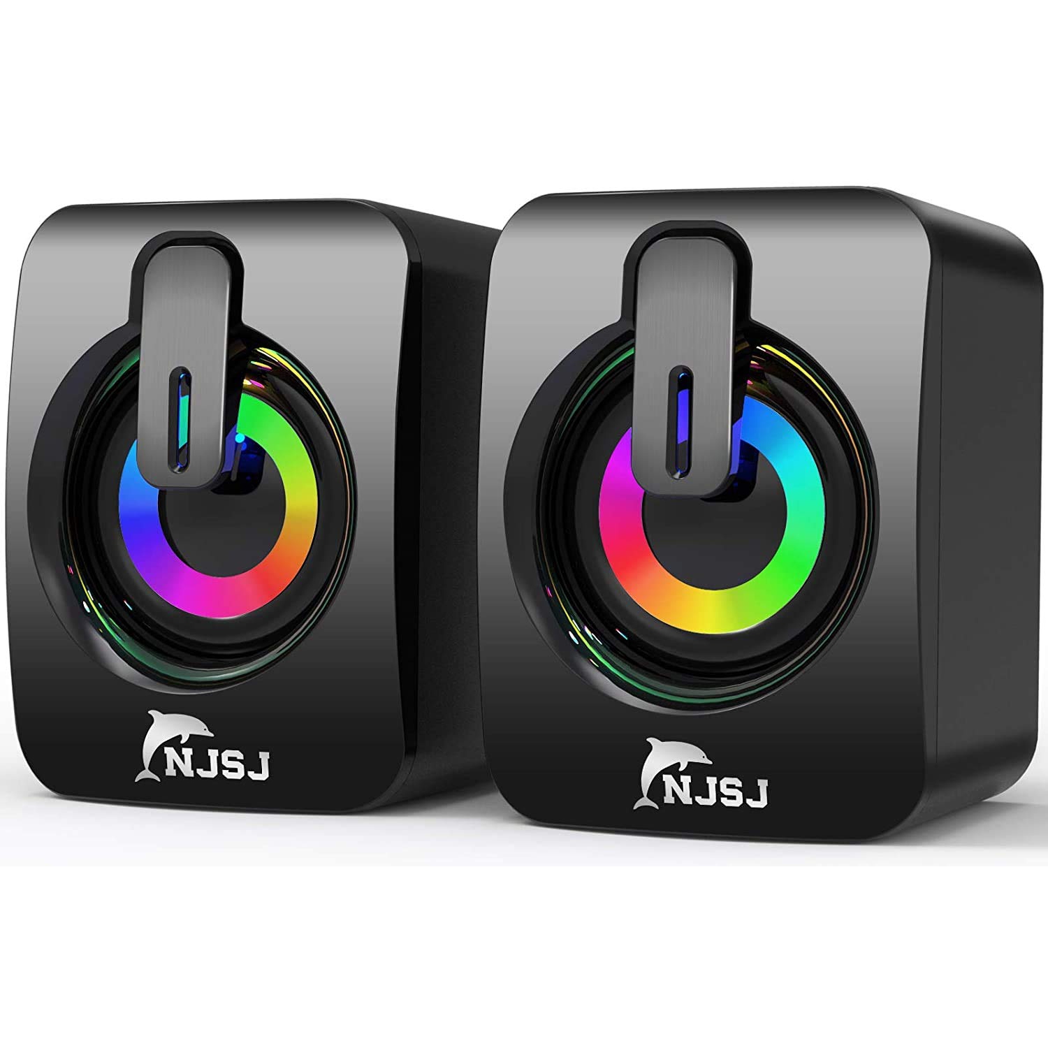 Haut-parleurs d’ordinateur, NJSJ A2 2.0 Mini haut-parleur de bureau avec fil, alimenté par USB, entrée auxiliaire de 3.5 mm, commande de volume,