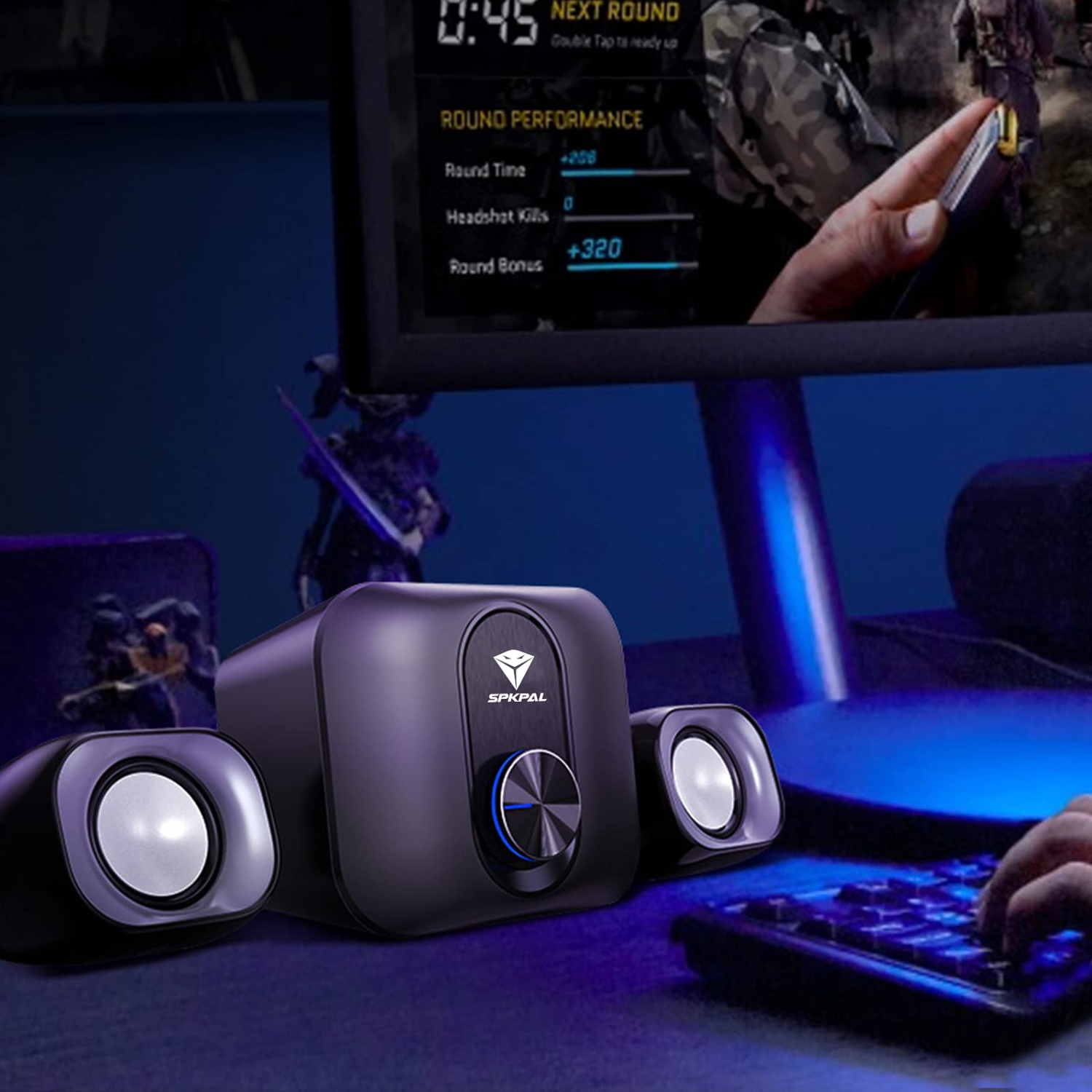 Haut-parleur d’ordinateur compact SPKPAL 2.1 avec haut-parleur d’extrêmes graves, haut-parleur d’extrêmes graves stéréo USB 11 W avec prise