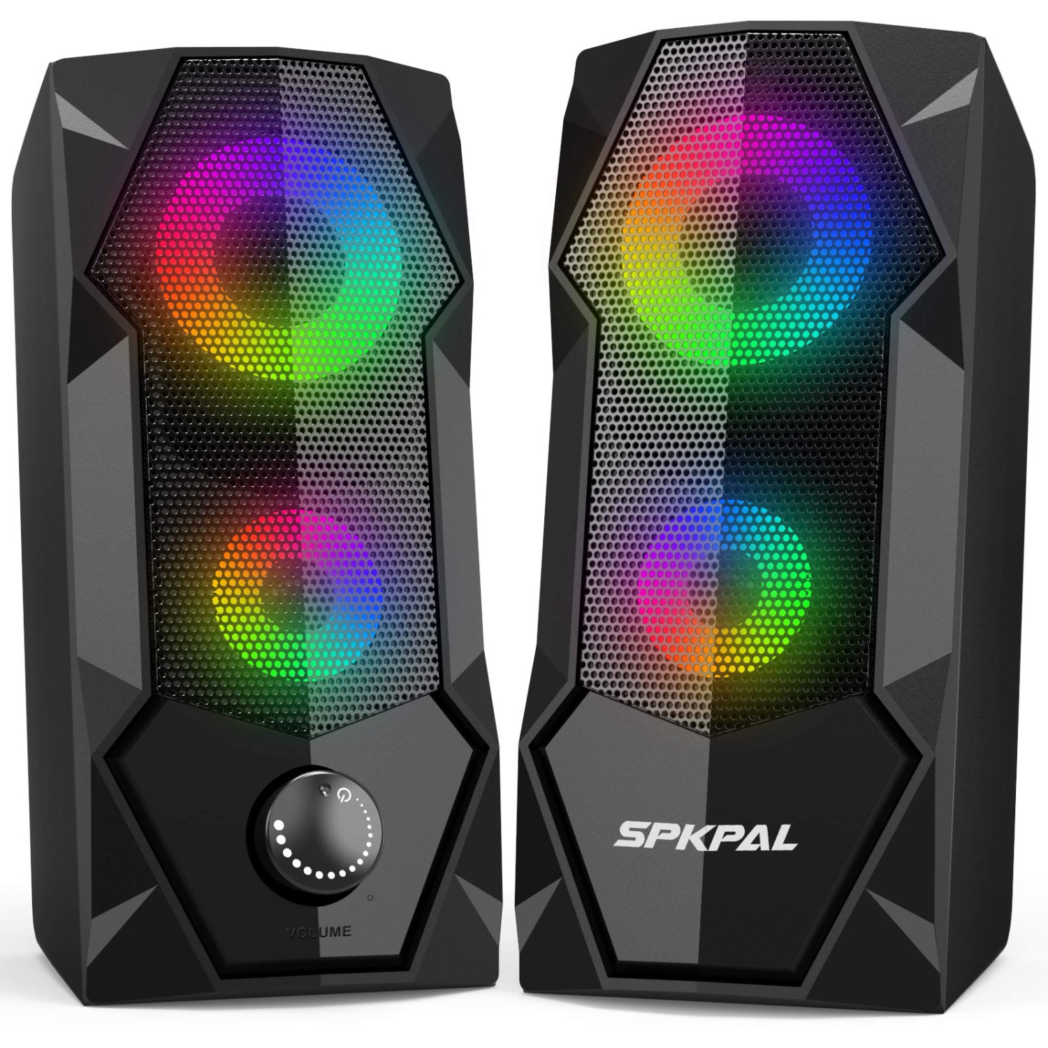 SPKPAL Computer Speakers,RGB Gaming PC Speaker,2.0 Wired USB-Powered Stereo Volume Control Multimedia Speakers for Laptop De