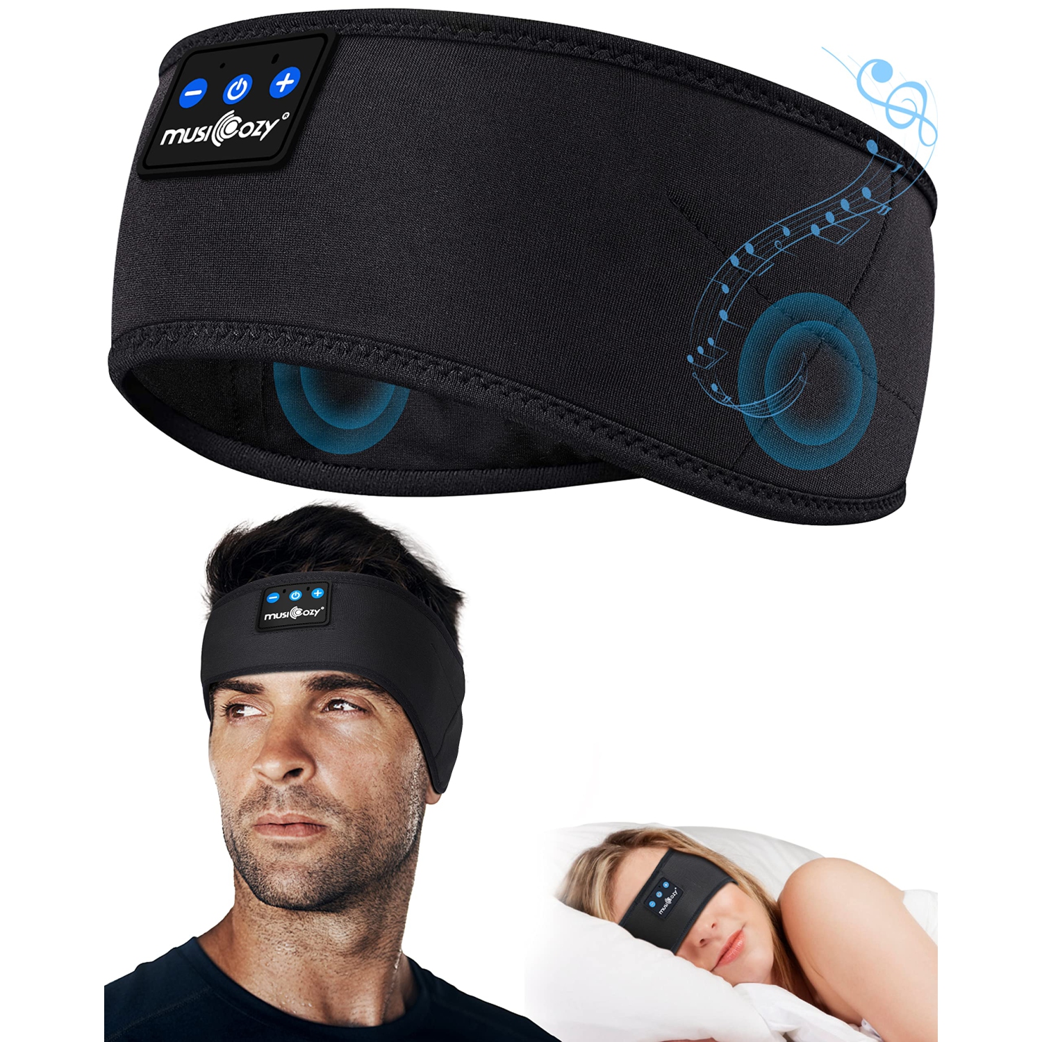Sleep Headphones Bluetooth 5.2 Headband, Sports Wireless Earphones Sweat Resistant Earbuds Sleeping Headphone with Ultra-Thin HD Stereo Speaker for Workout Running Cool Gadgets