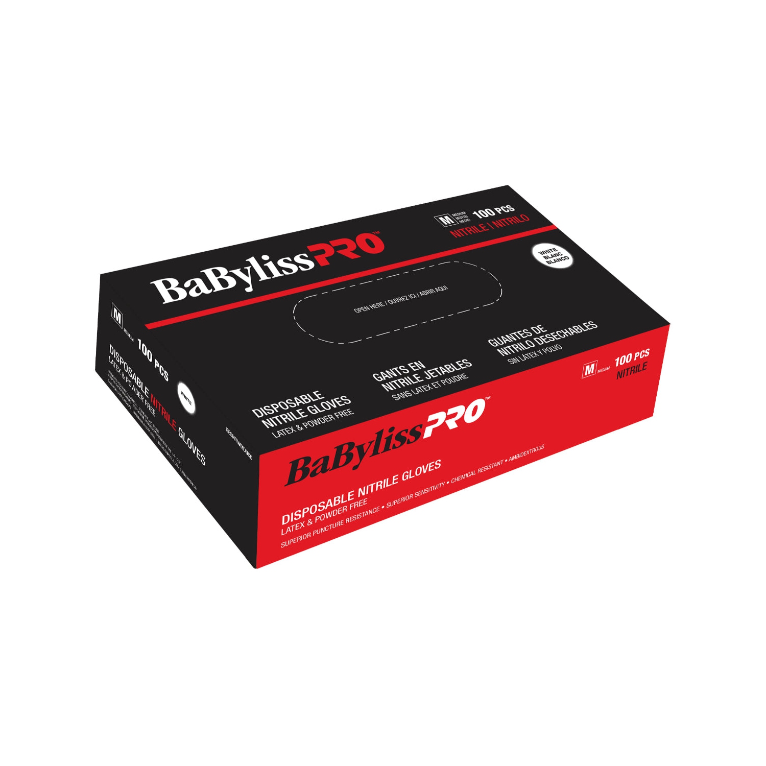 BaBylissPRO Disposable Nitrile Gloves, Medium – Box of 100