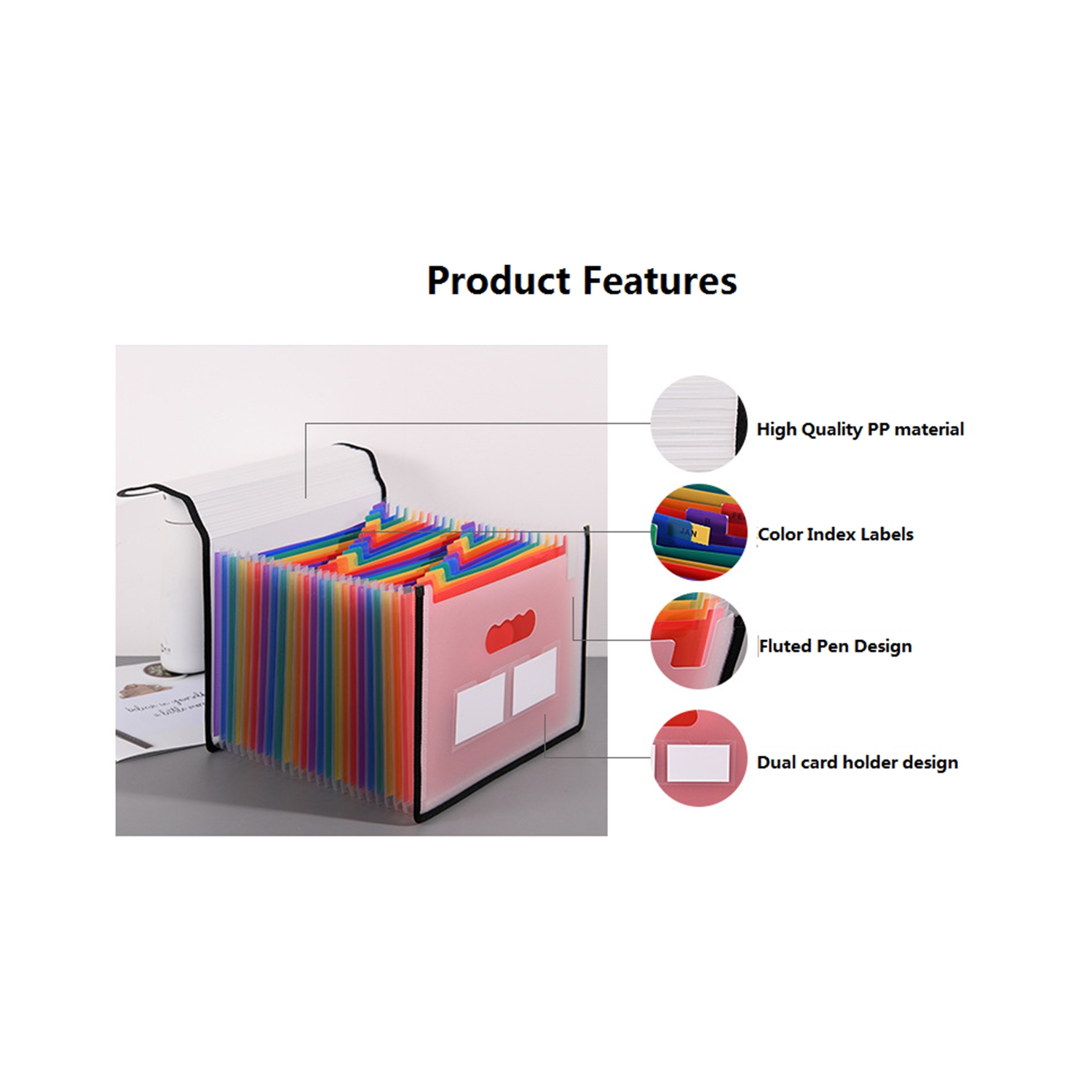 Le classeur expansible de navor avec 24 pochettes ,Range-tout portatif de format A4, convient pour la maison, le bureau, l’étude et les voyages avec