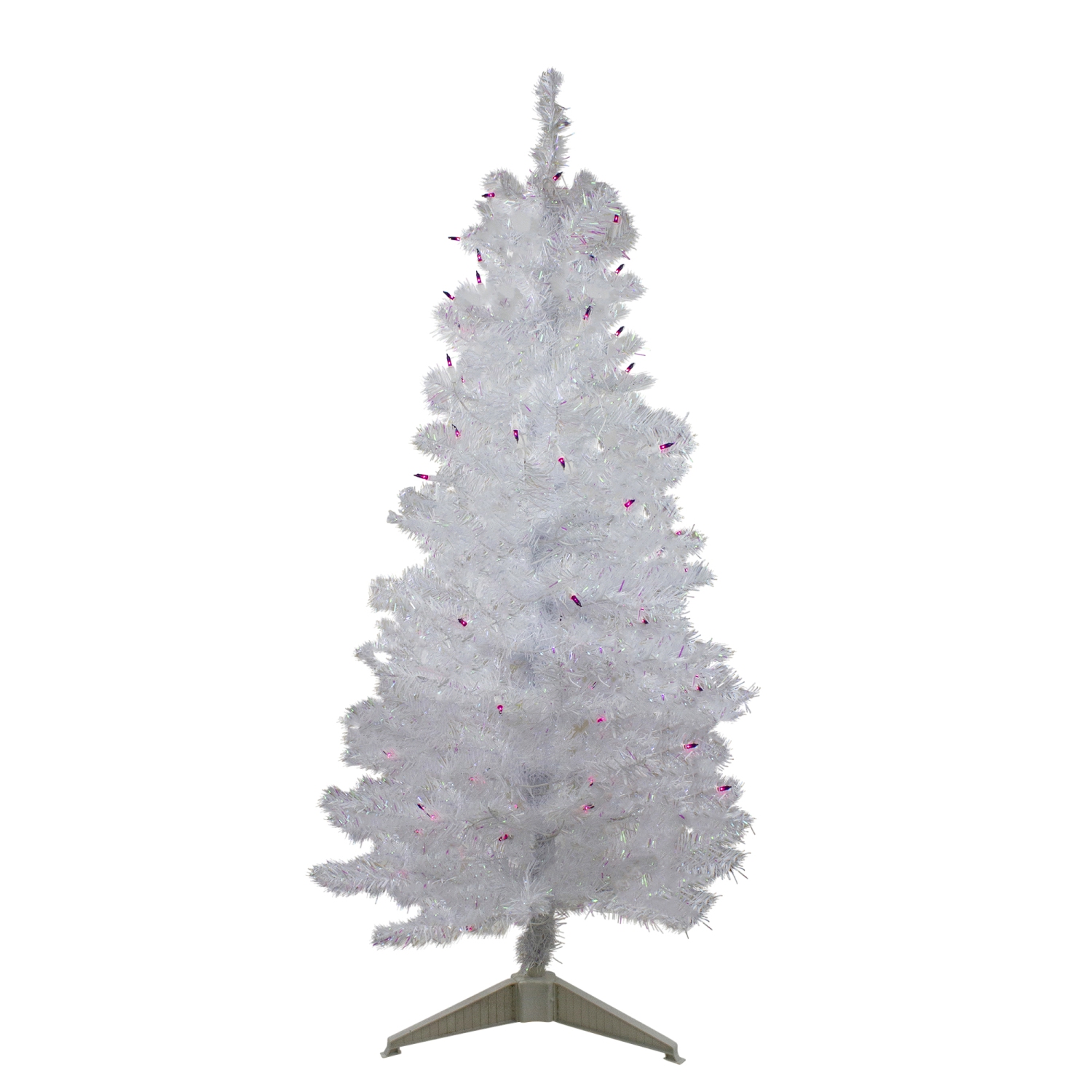 4' Pre-lit White Iridescent Pine Artificial Christmas Tree - Purple Lights