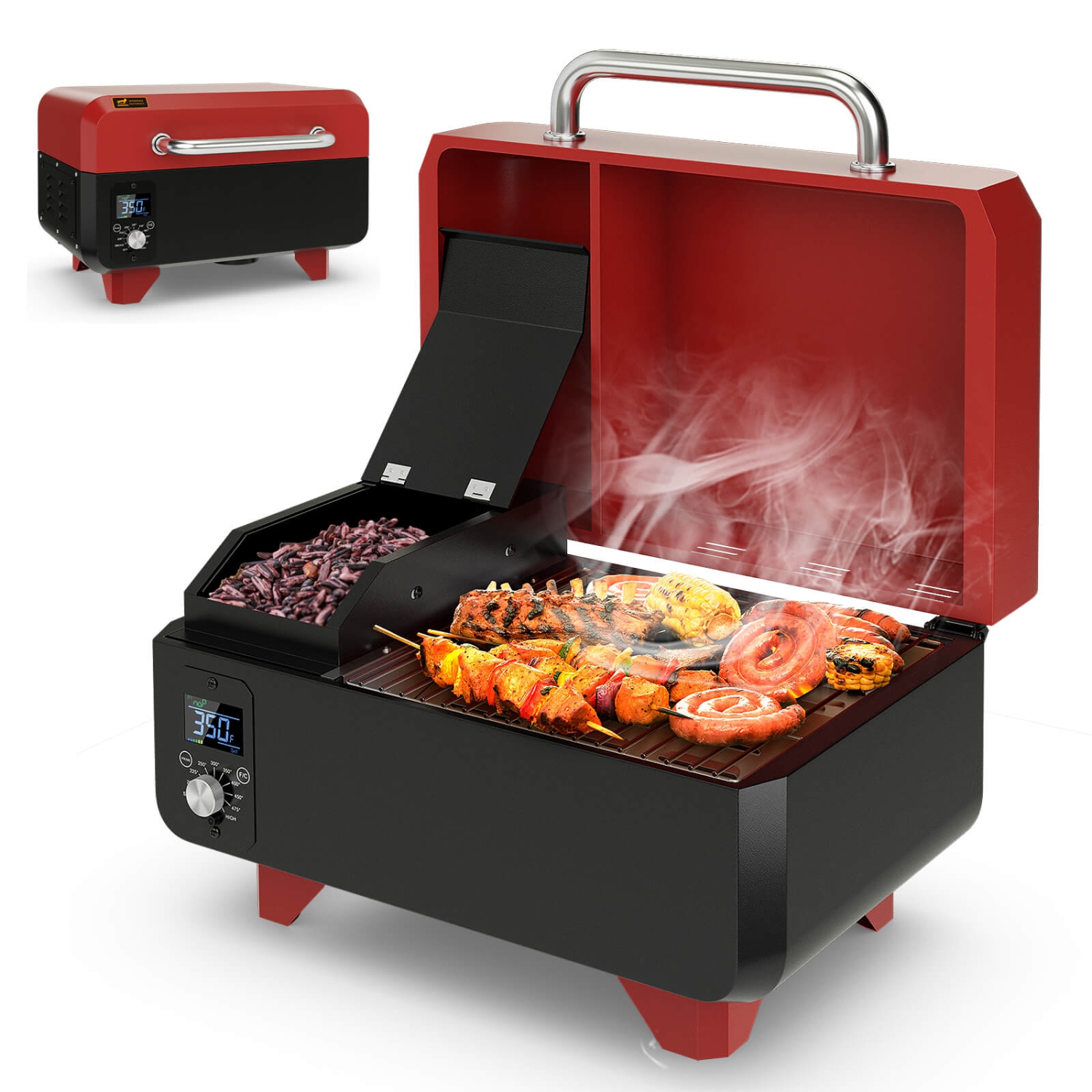 Costway Portable Tabletop Pellet Grill Outdoor Smoker BBQ w Digital Control System Best Buy Canada