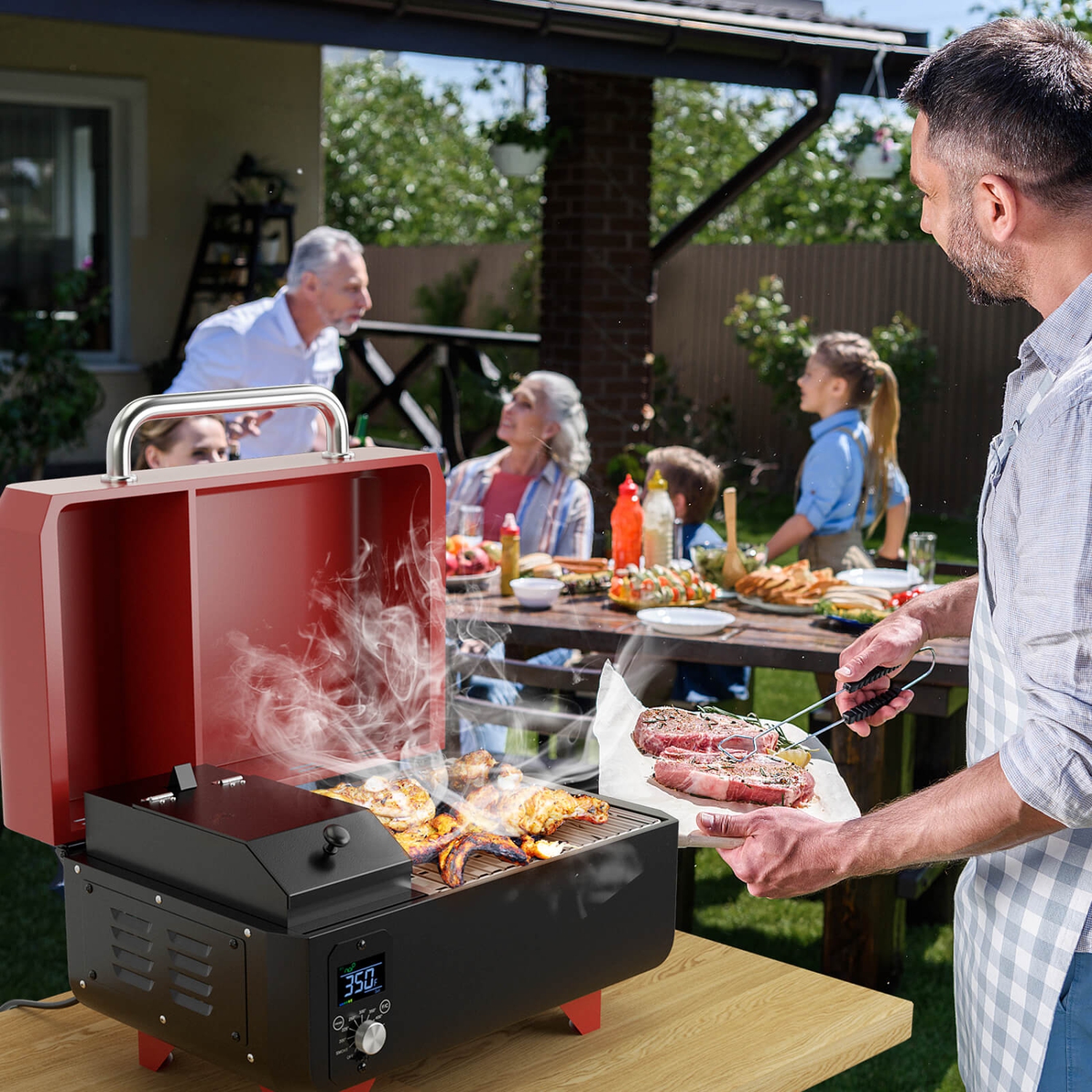 Costway Portable Tabletop Pellet Grill Outdoor Smoker BBQ w Digital Control System Best Buy Canada