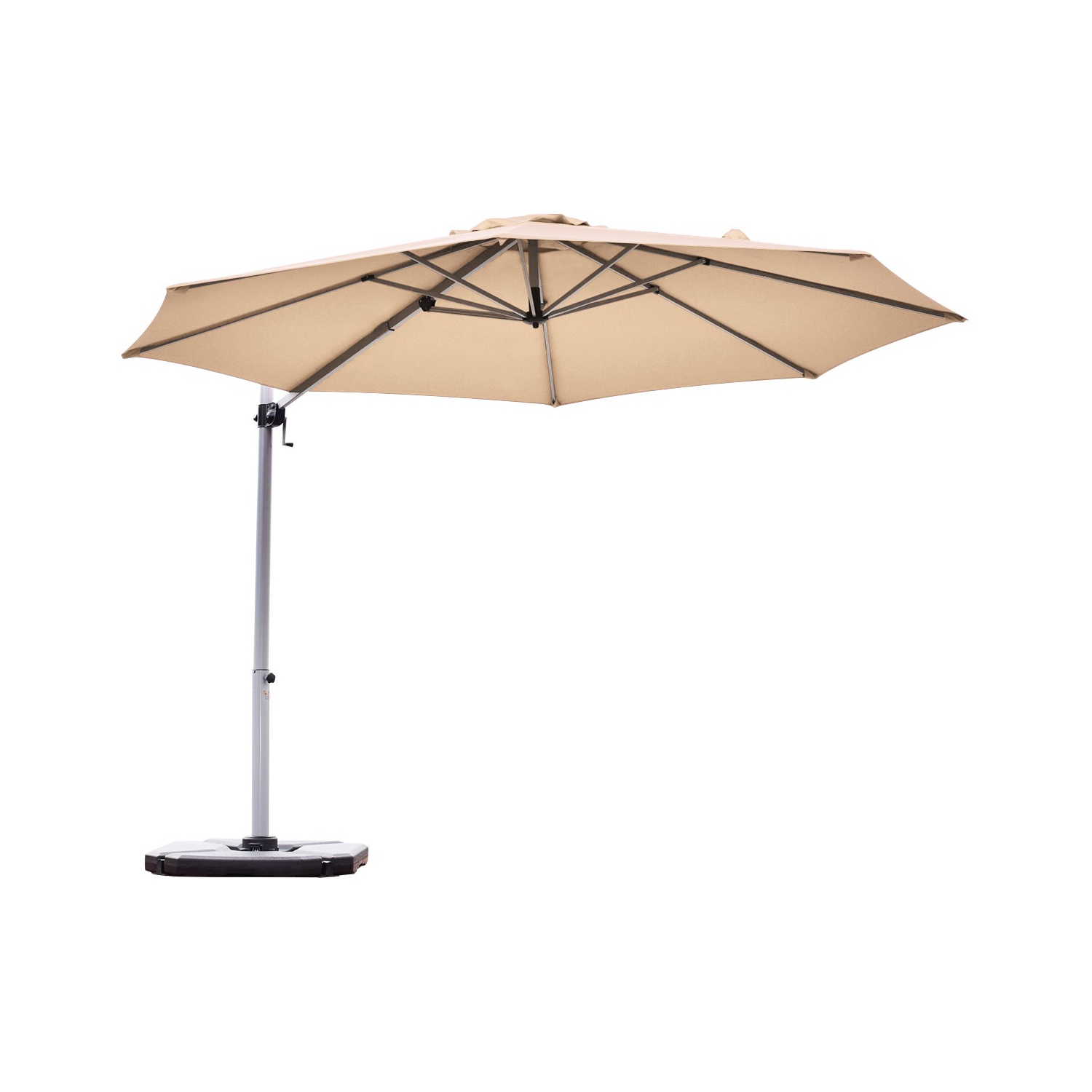 Parasol carré excentré de 11 pi marché de TopBuy avec base bourgogne/rouge brique/beige/bleu/havane