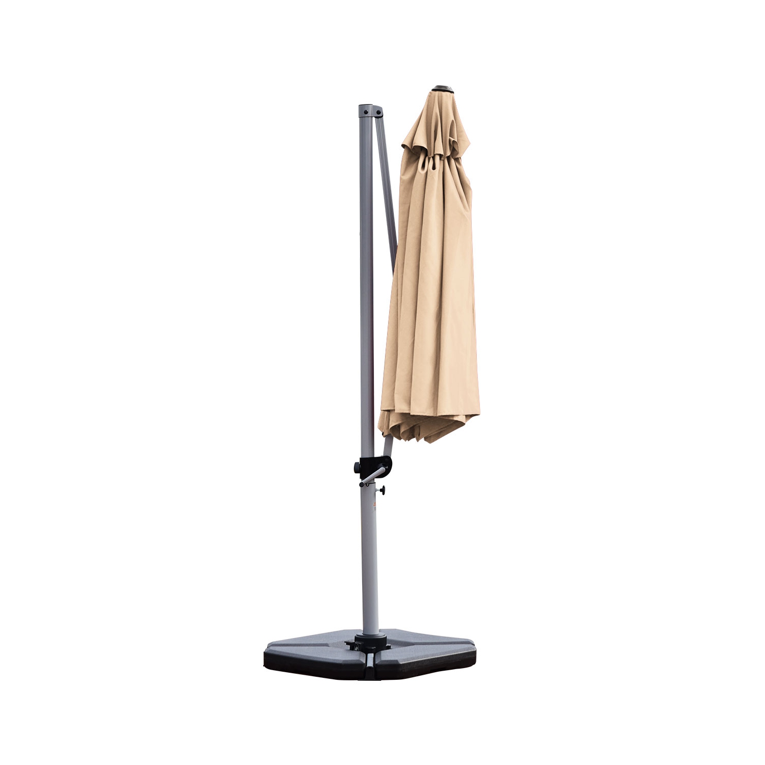 Parasol carré excentré de 11 pi marché de TopBuy avec base bourgogne/rouge brique/beige/bleu/havane