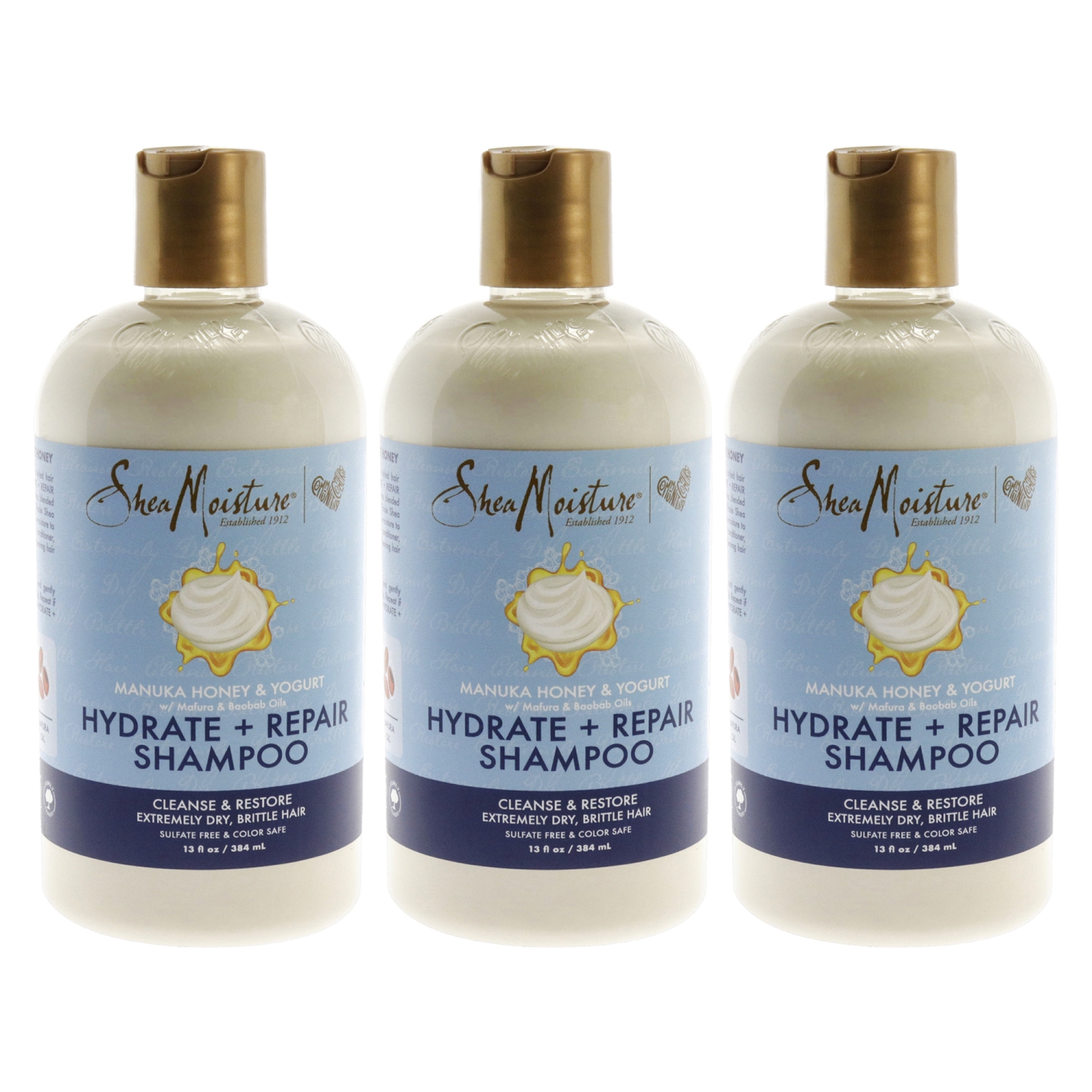 Manuka Honey and Yogurt Hydrate Plus Repair Shampoo by Shea Moisture for Unisex - 13 oz Shampoo - Pack of 3