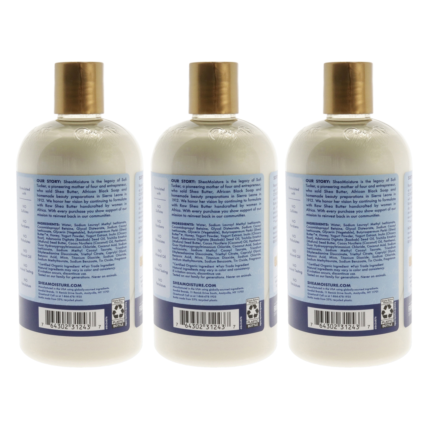 Manuka Honey and Yogurt Hydrate Plus Repair Shampoo by Shea Moisture for Unisex - 13 oz Shampoo - Pack of 3