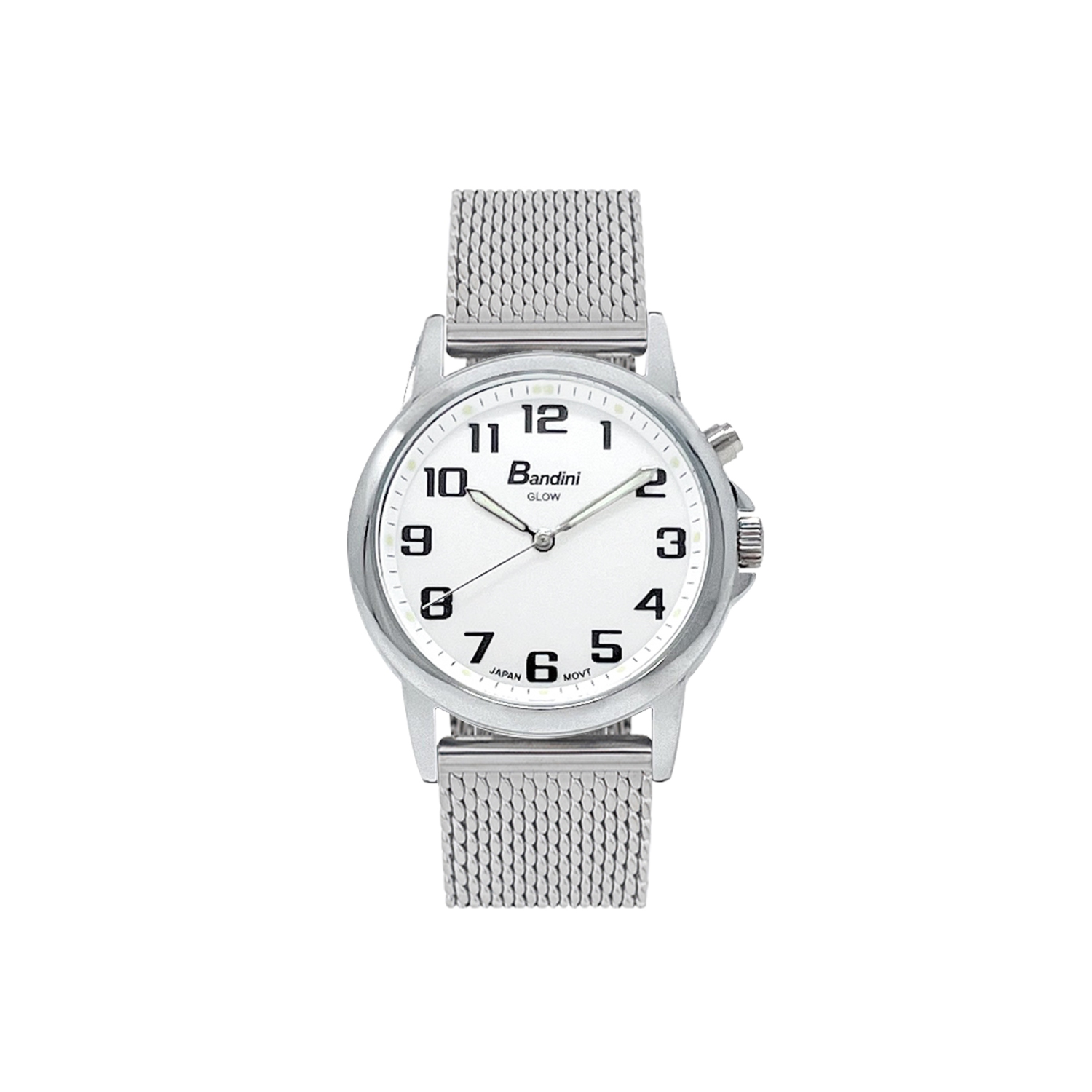 Womens 28mm Analog Silver Tone Mesh Light Up Glow Watch, Stainless Steel Metal Adjustable Band, Quartz, White Dial, Large Easy Read Numbers