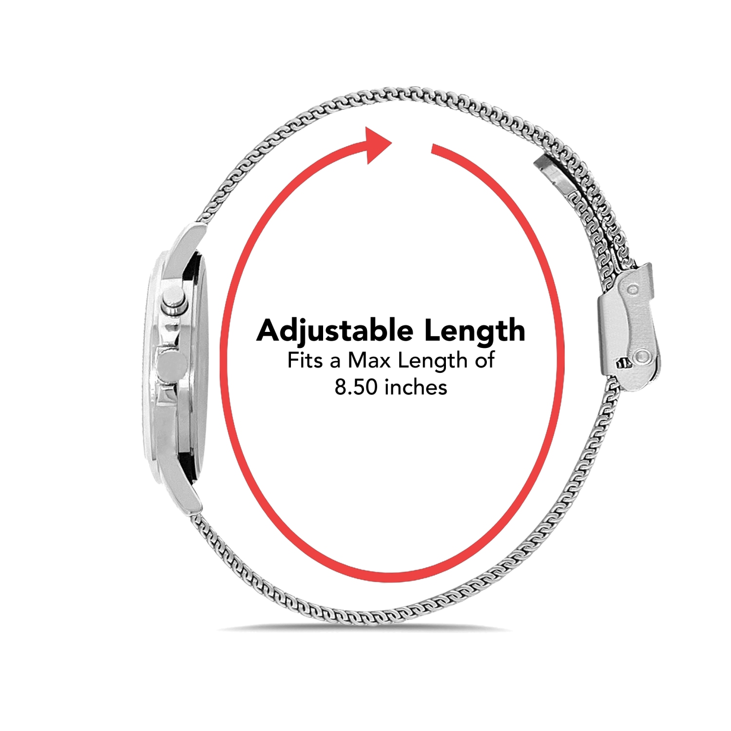 Womens 28mm Analog Silver Tone Mesh Light Up Glow Watch, Stainless Steel Metal Adjustable Band, Quartz, White Dial, Large Easy Read Numbers