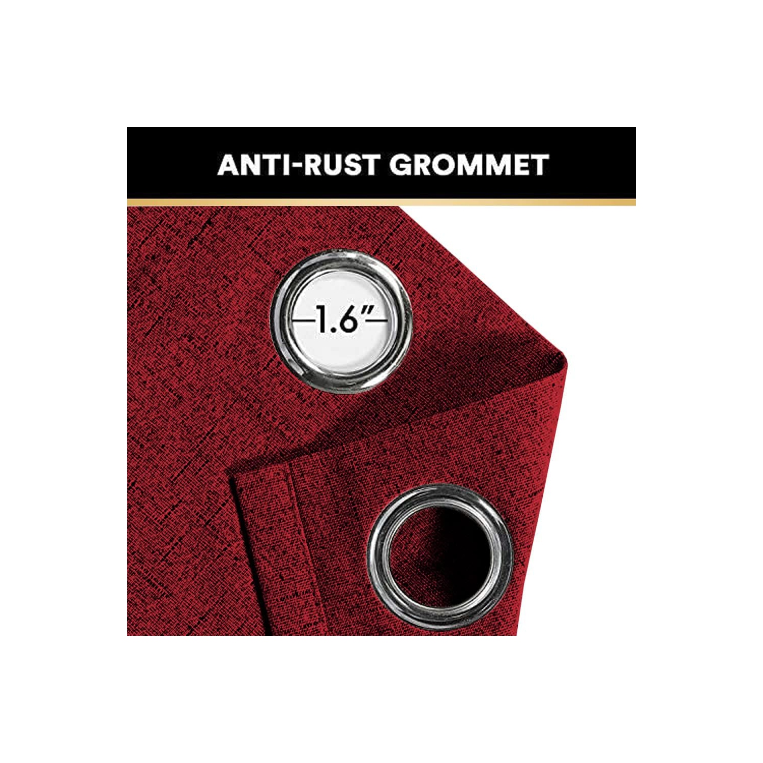 Canadian Linen Faux Linen Textured Blackout Window Curtain, W 52" x L 84", Long Thermal Insulated Burlap Effect Linen Curtain Grommet Top, Red