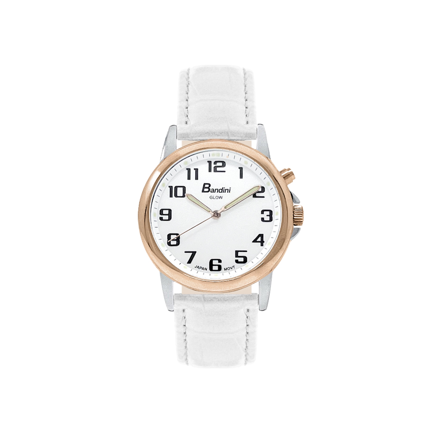 Womens Rose Gold Tone Glow Watch, Alligator Pattern Leather Band, 28mm Analog Easy to Read with Light Up, Quartz, White Dial, Big Numbers